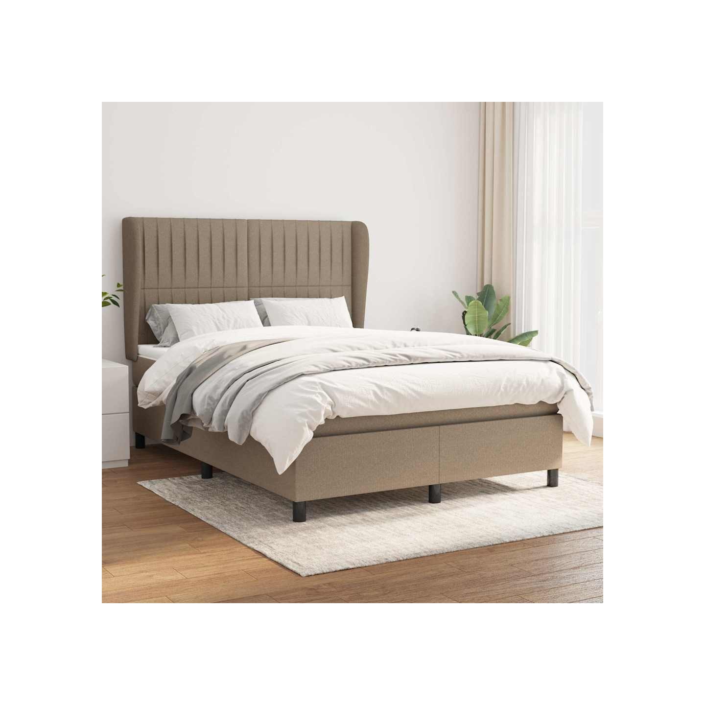Sommier à lattes de lit avec matelas Taupe 140x200 cm Tissu