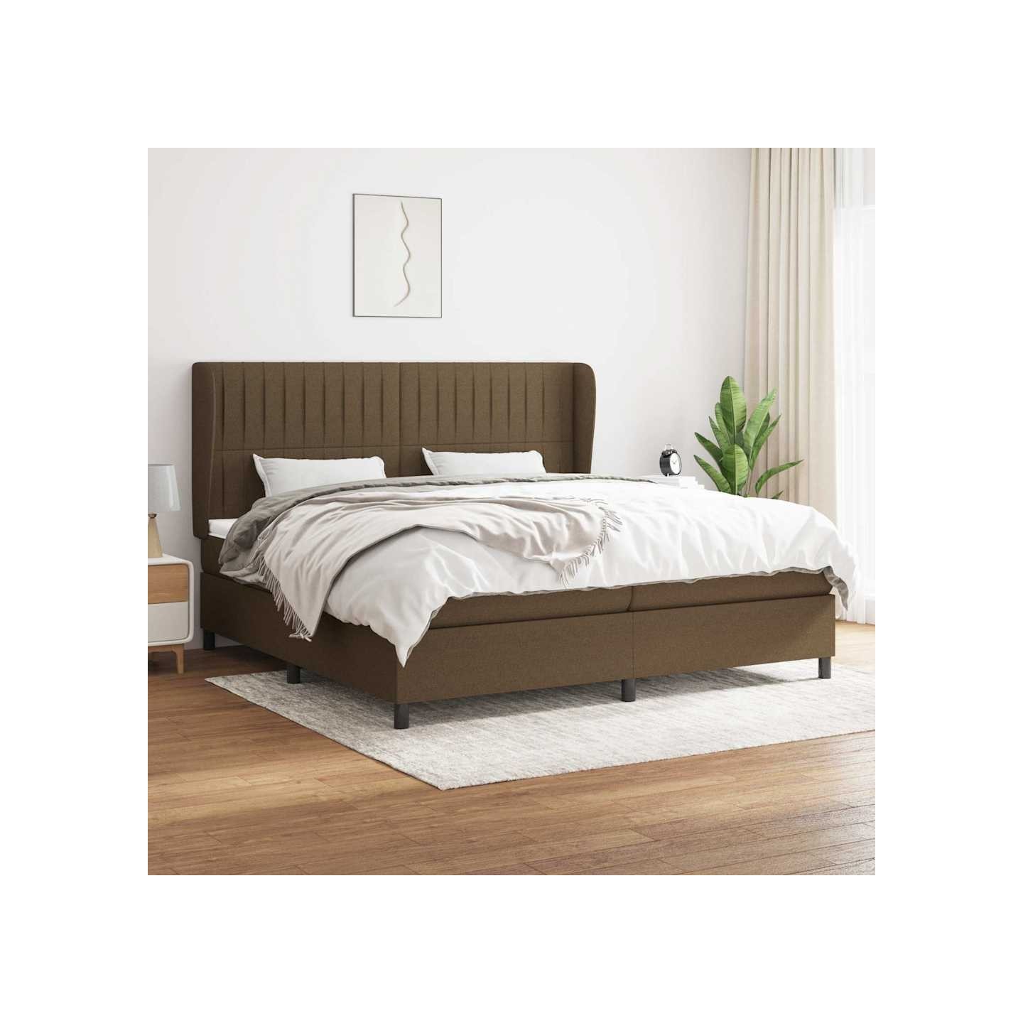 Sommier à lattes de lit avec matelas Marron foncé 200x200 cm