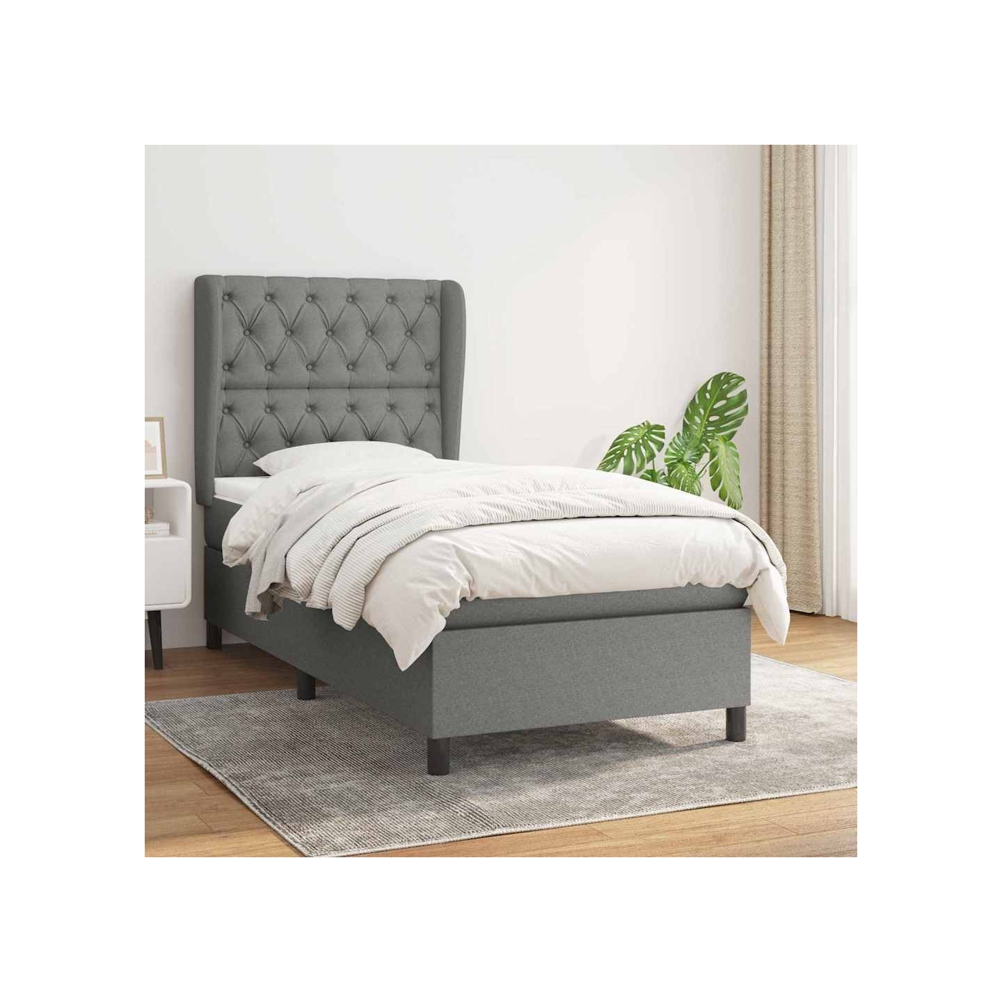 Sommier à lattes de lit avec matelas Gris foncé 80x200 cm Tissu