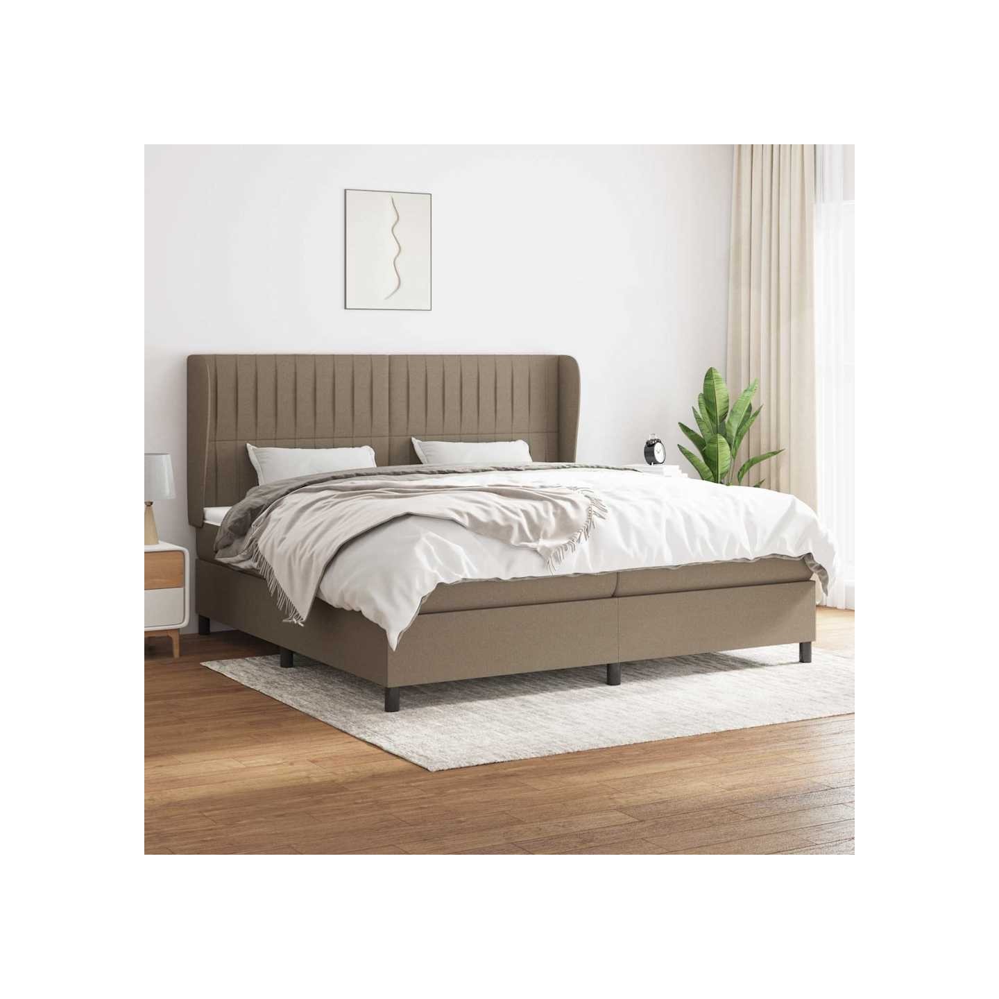 Sommier à lattes de lit avec matelas Taupe 200x200 cm Tissu