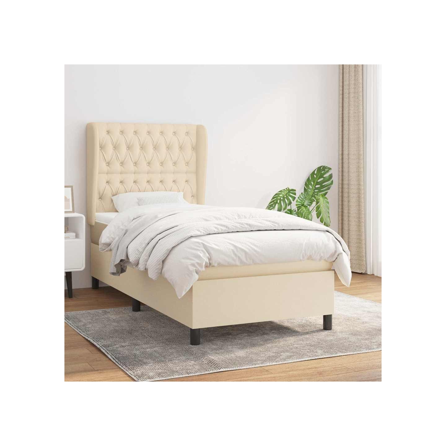 Sommier à lattes de lit avec matelas Crème 100x200 cm Tissu