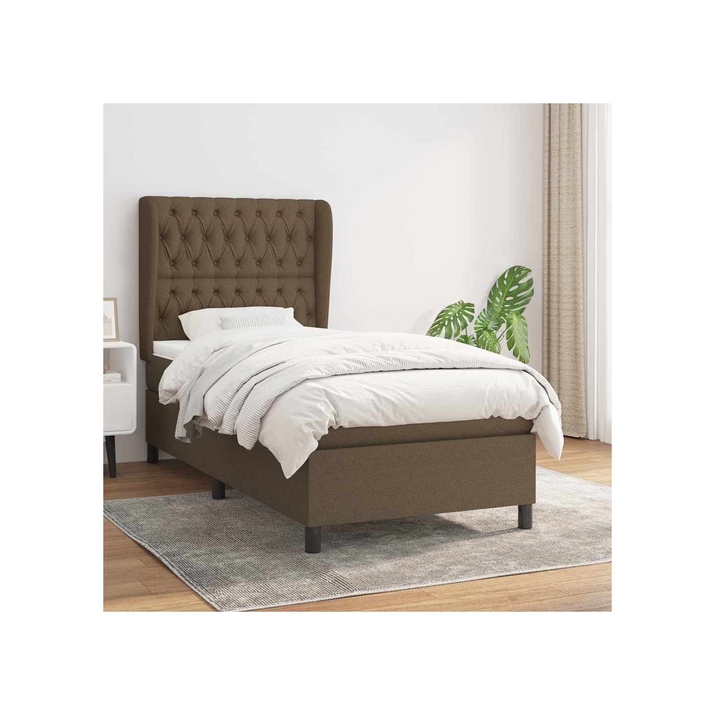 Sommier à lattes de lit avec matelas Marron foncé 100x200 cm