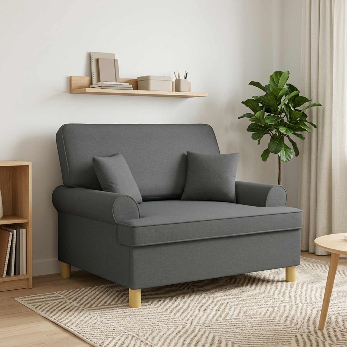 Fauteuil XXL avec coussins Gris foncé Tissu