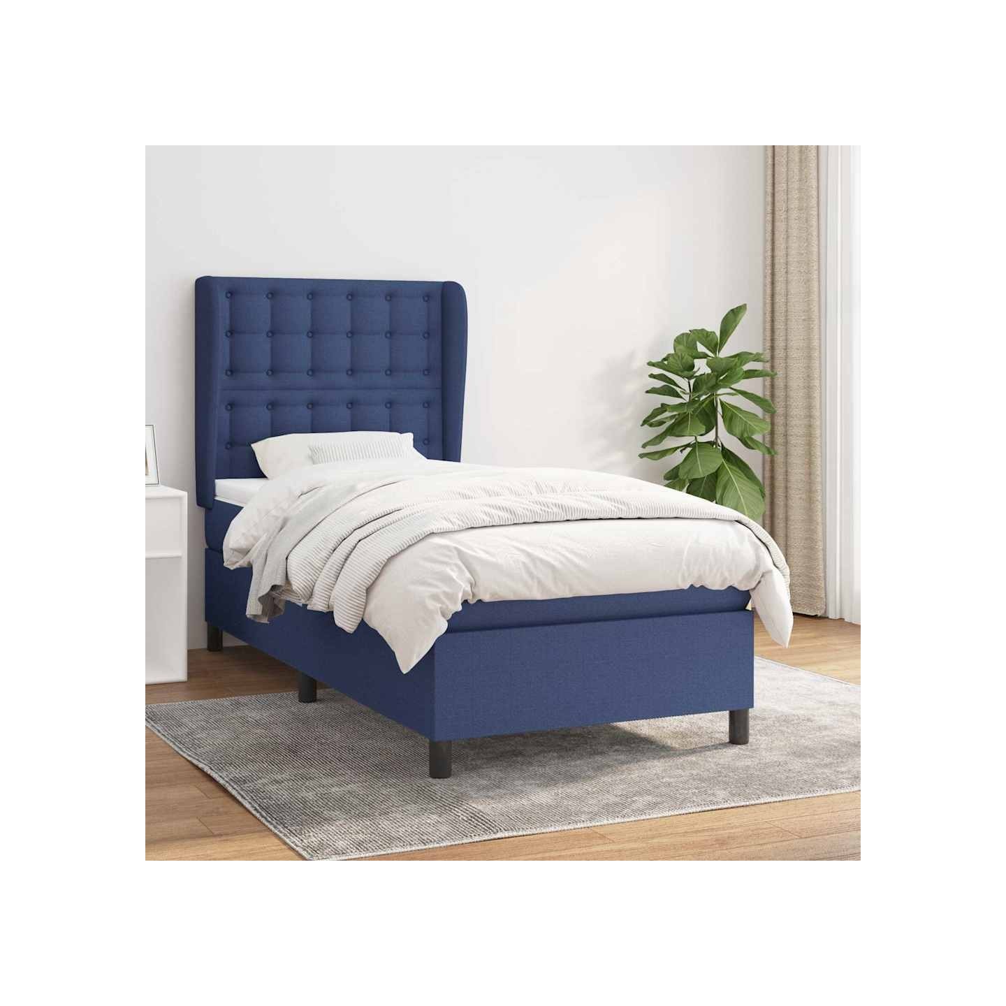 Sommier à lattes de lit avec matelas Bleu 80x200 cm Tissu