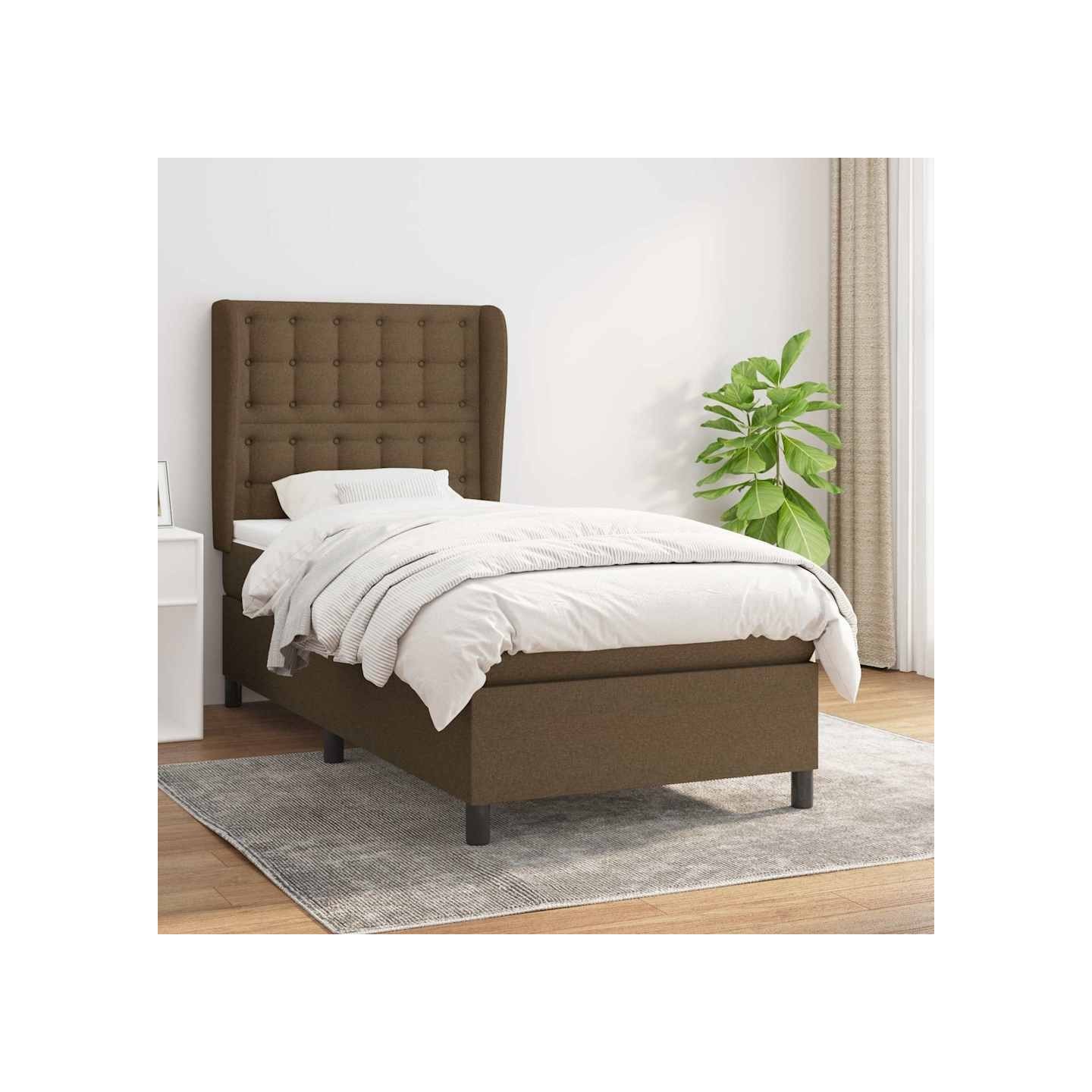 Sommier à lattes de lit avec matelas Marron foncé 90x200 cm