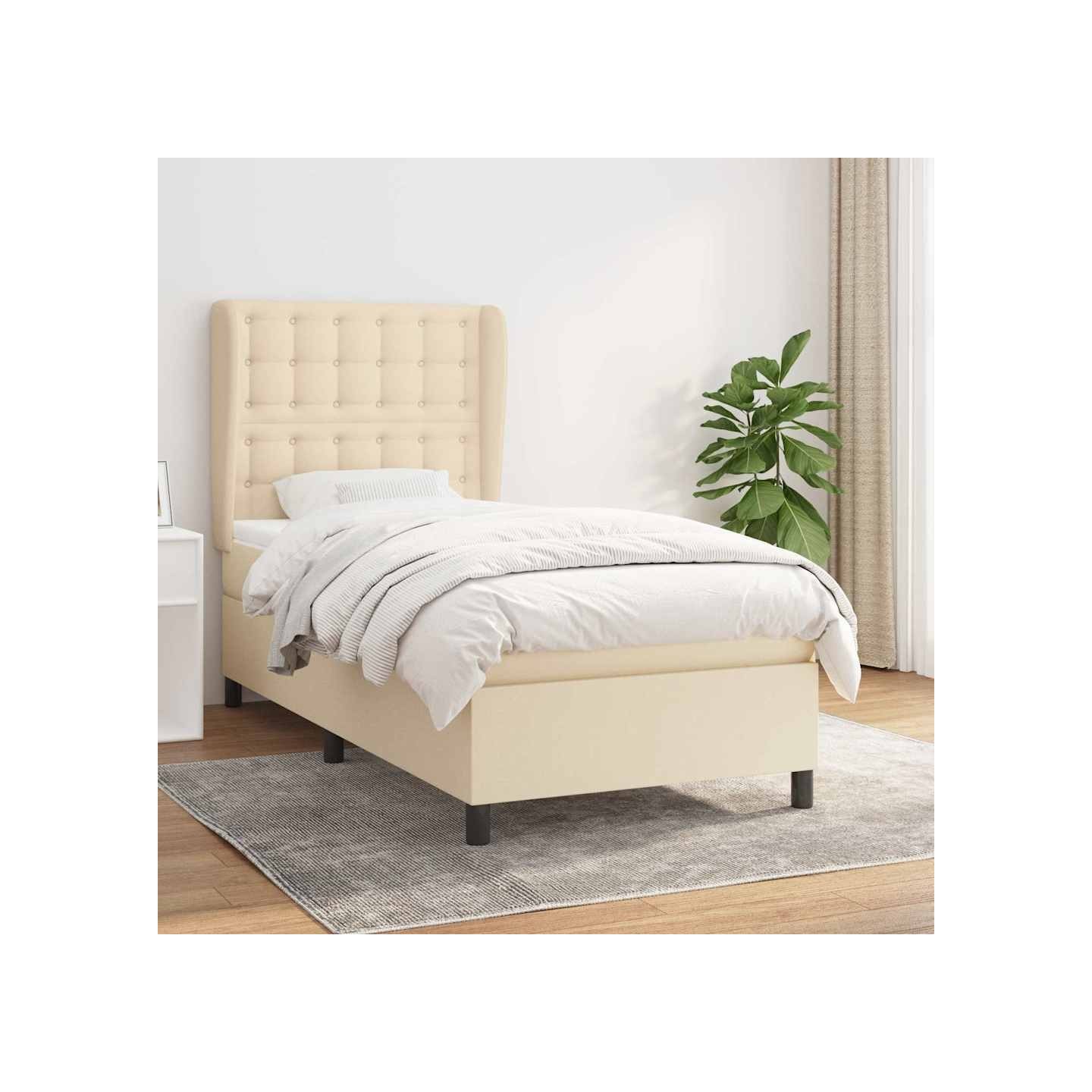 Sommier à lattes de lit avec matelas Crème 100x200 cm Tissu