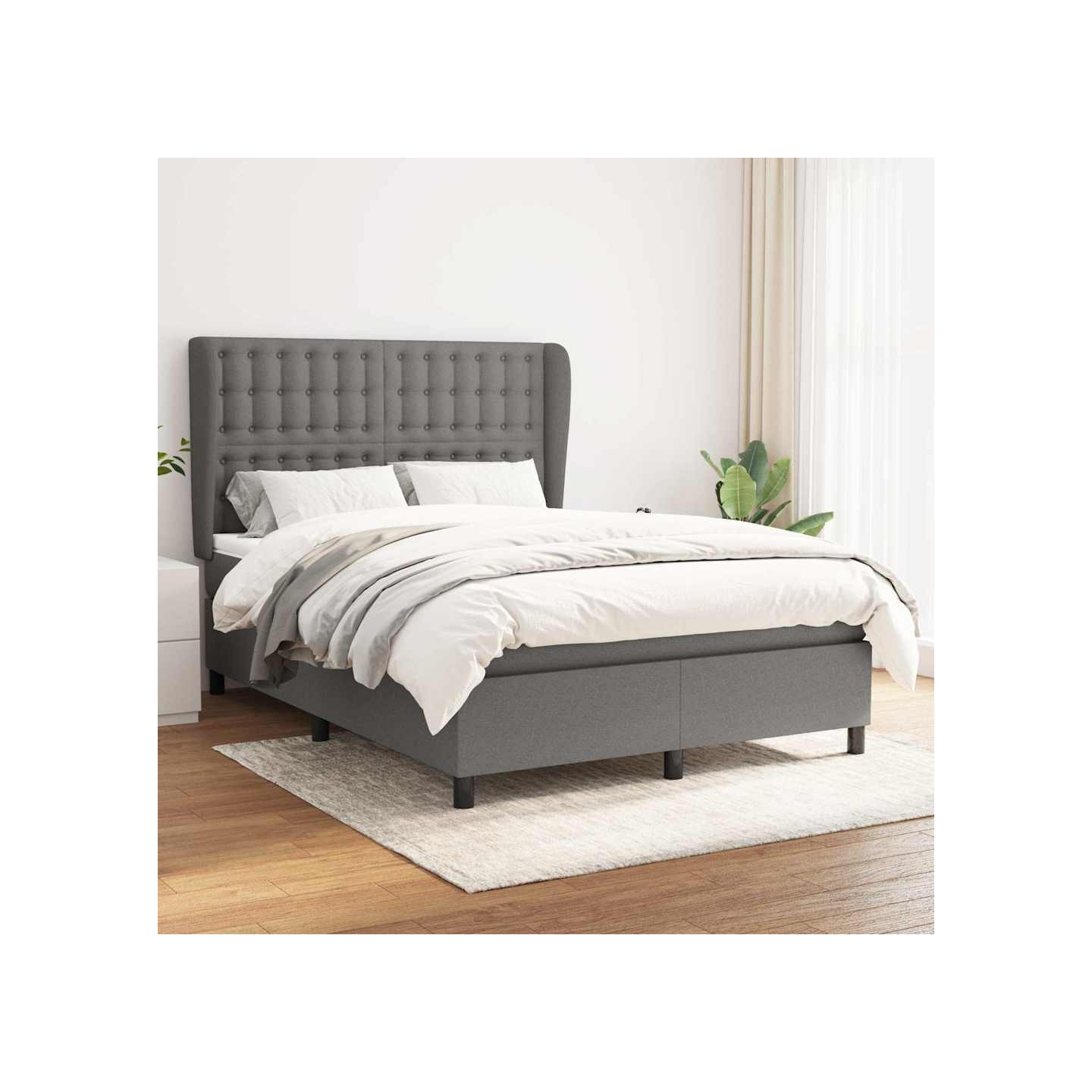 Sommier à lattes de lit avec matelas Gris foncé 140x200cm Tissu