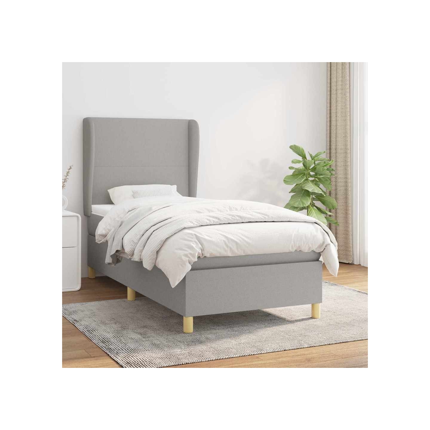 Sommier à lattes de lit et matelas Gris clair 90x190 cm Tissu