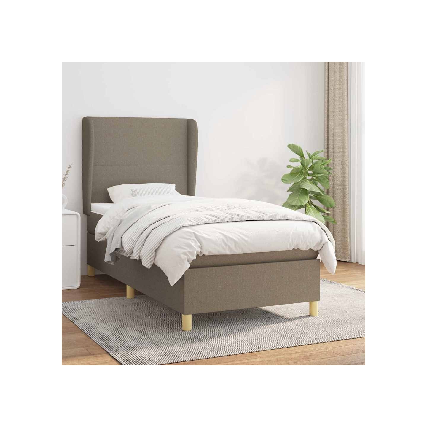 Sommier à lattes de lit avec matelas Taupe 100x200 cm Tissu