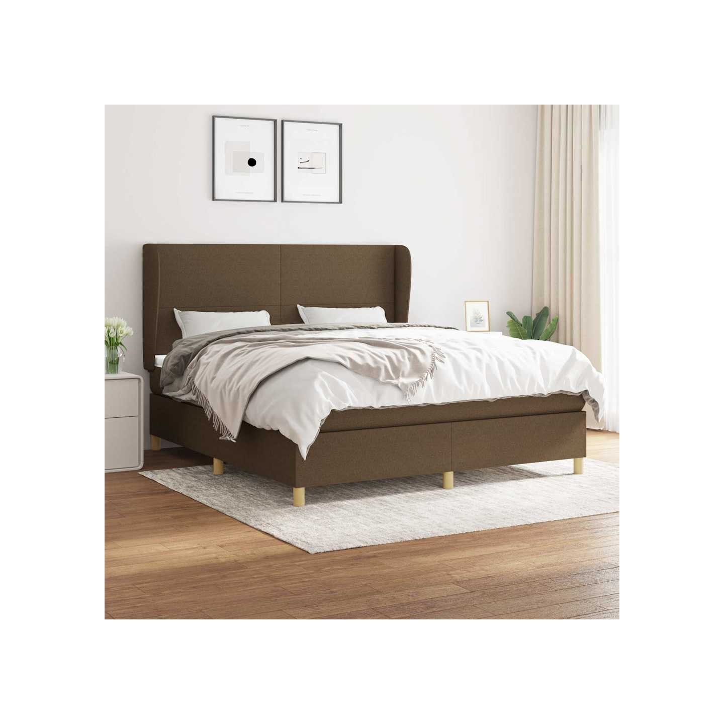 Sommier à lattes de lit avec matelas Marron foncé 160x200 cm