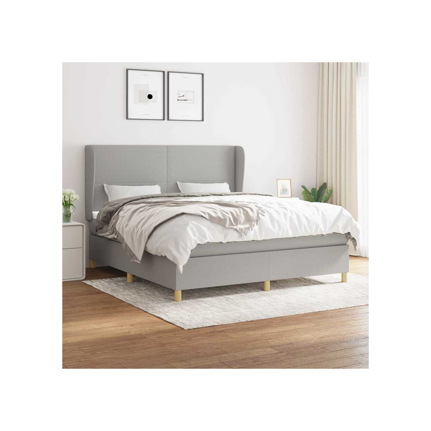 Sommier à lattes de lit avec matelas Gris clair 180x200cm Tissu