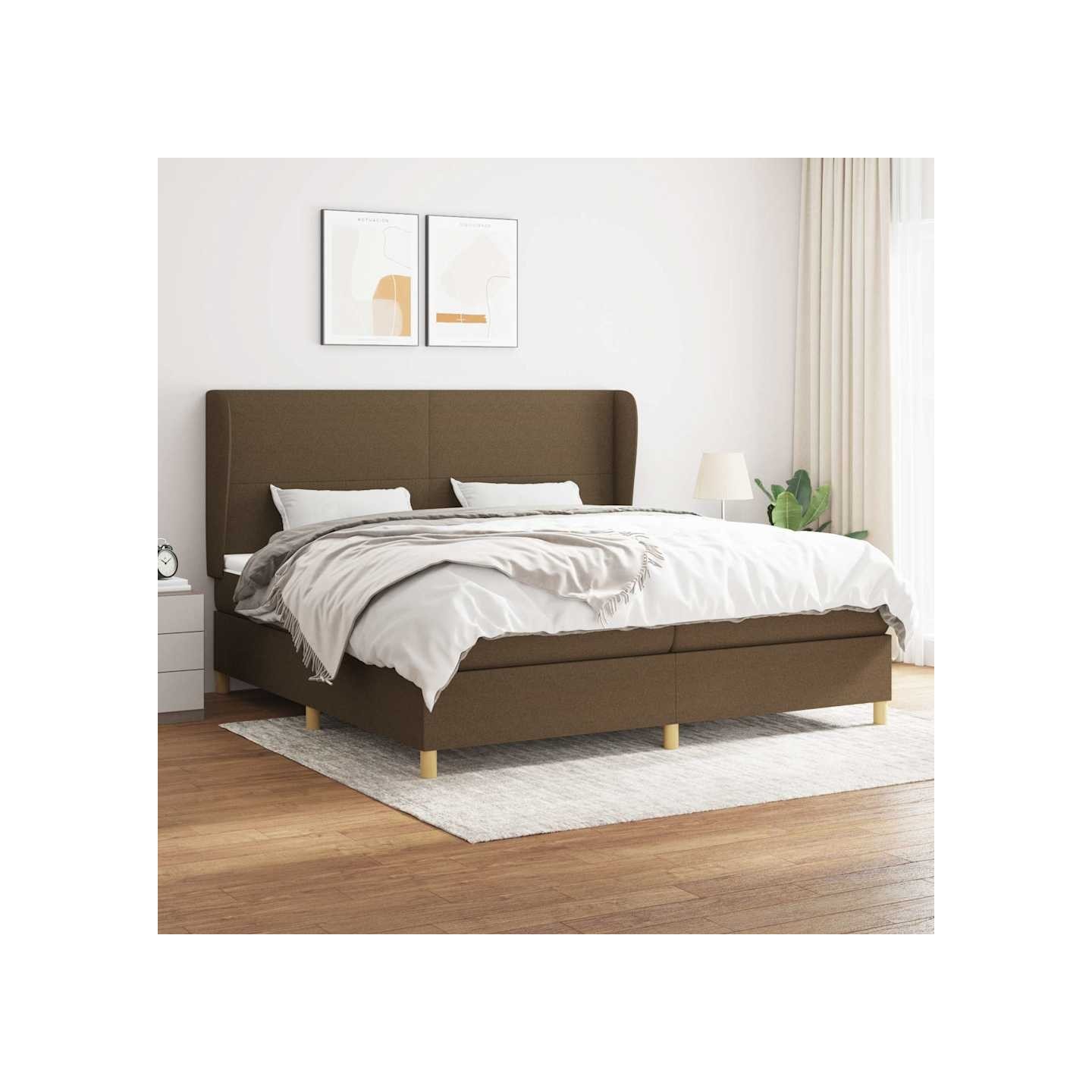 Sommier à lattes de lit avec matelas Marron foncé 200x200 cm