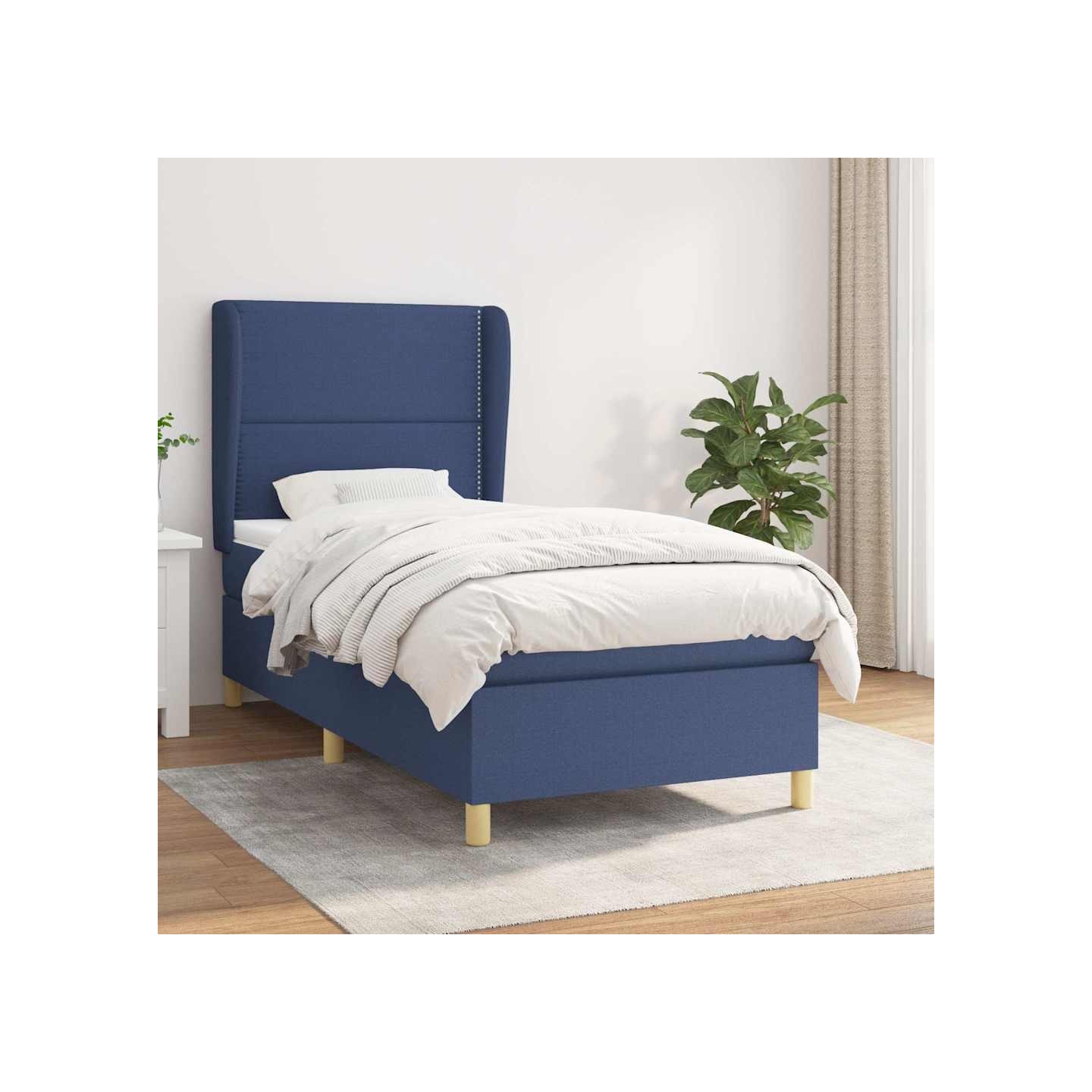 Sommier à lattes de lit avec matelas Bleu 90x200 cm Tissu