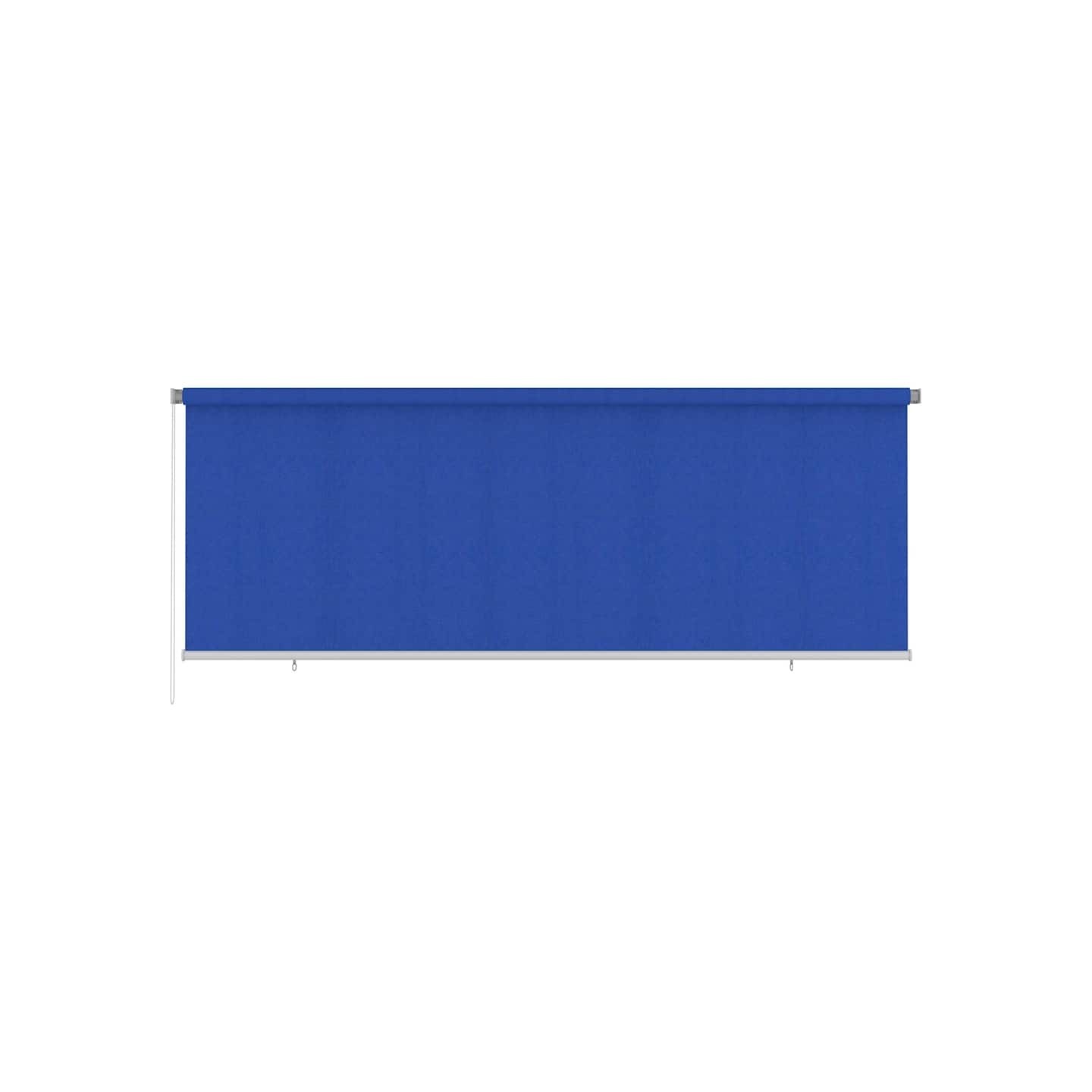 Store roulant d'extérieur 405 (l) x 140 (H) cm bleu HDPE