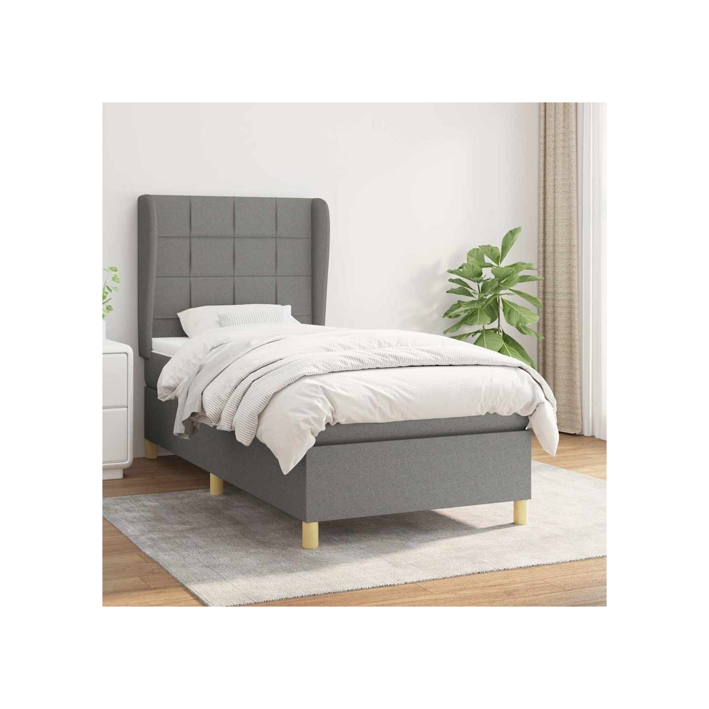 Sommier à lattes de lit avec matelas Gris foncé 80x200 cm Tissu