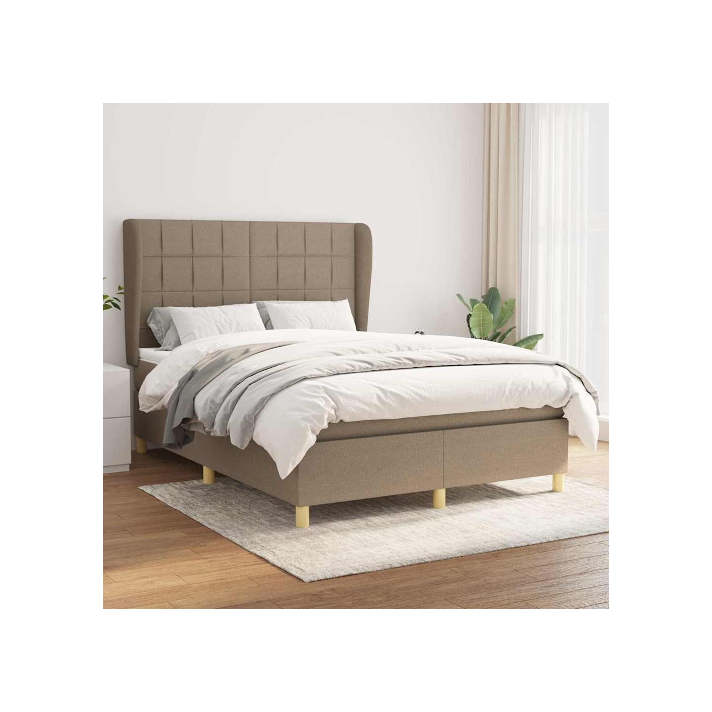 Sommier à lattes de lit avec matelas Taupe 140x200 cm Tissu