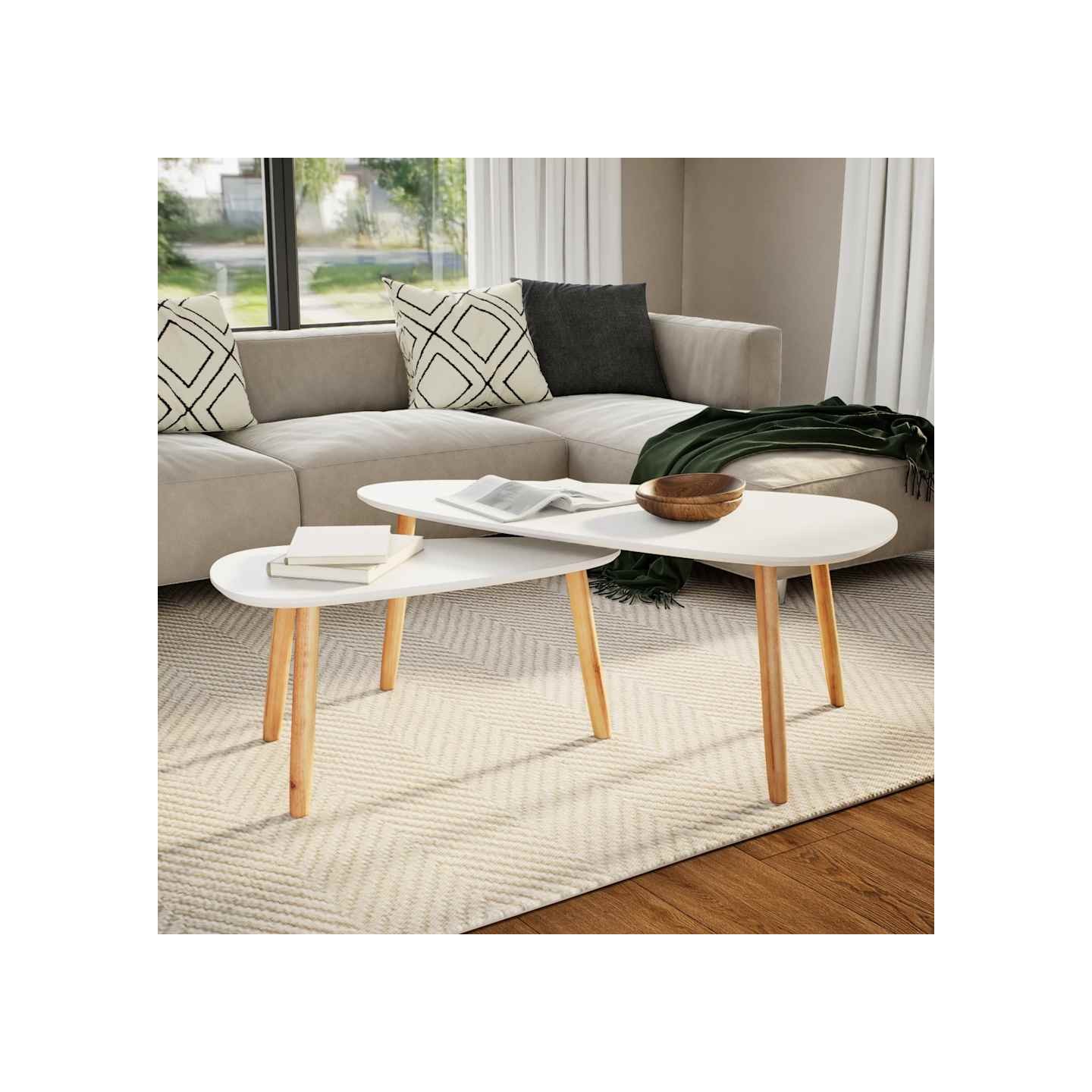 Ensemble de tables basses 2 pcs Bois de pin massif Blanc