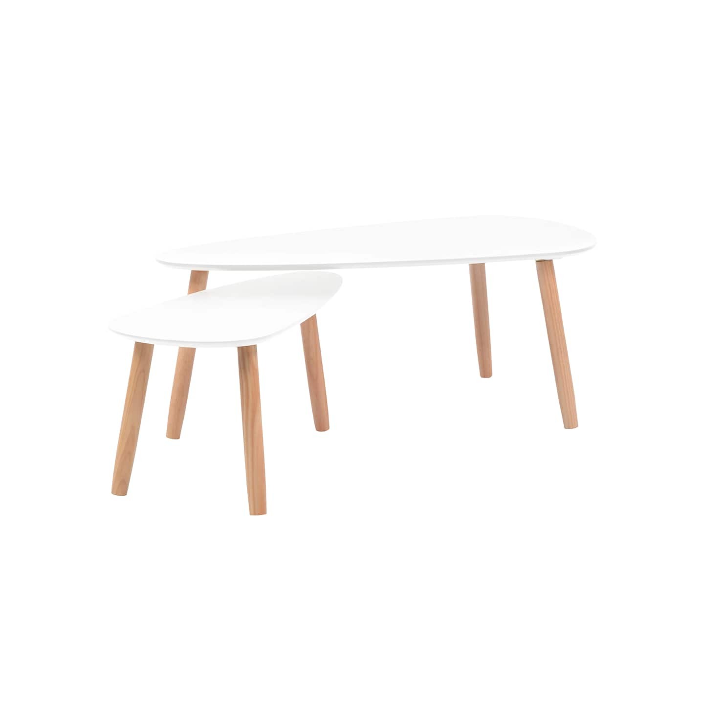 Ensemble de tables basses 2 pcs Bois de pin massif Blanc