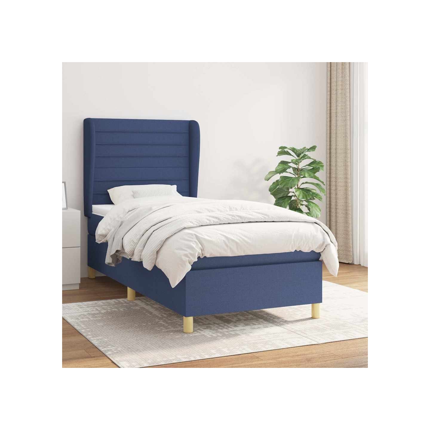 Sommier à lattes de lit avec matelas Bleu 90x190 cm Tissu