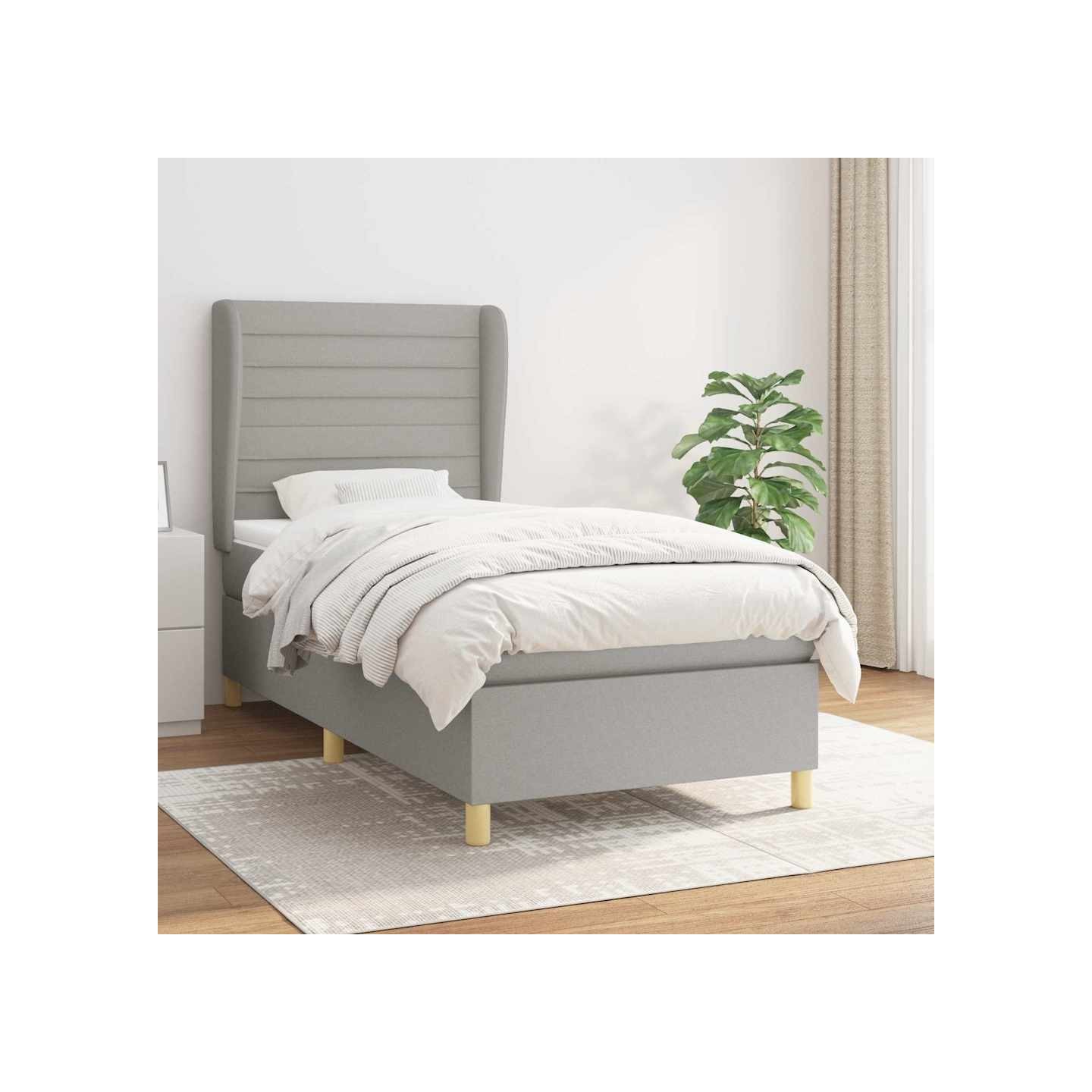 Sommier à lattes de lit avec matelas Gris clair 90x200 cm Tissu