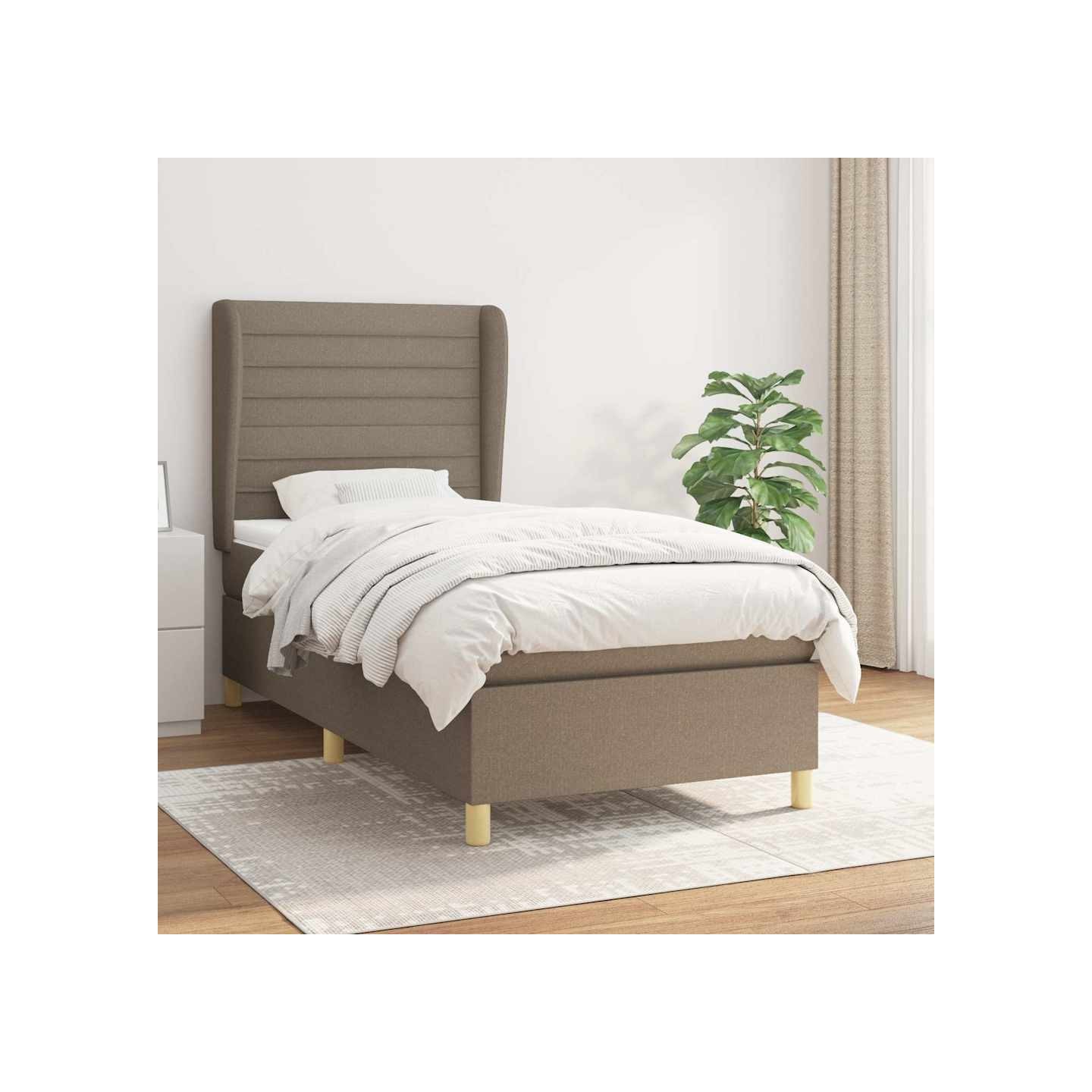 Sommier à lattes de lit avec matelas Taupe 100x200 cm Tissu