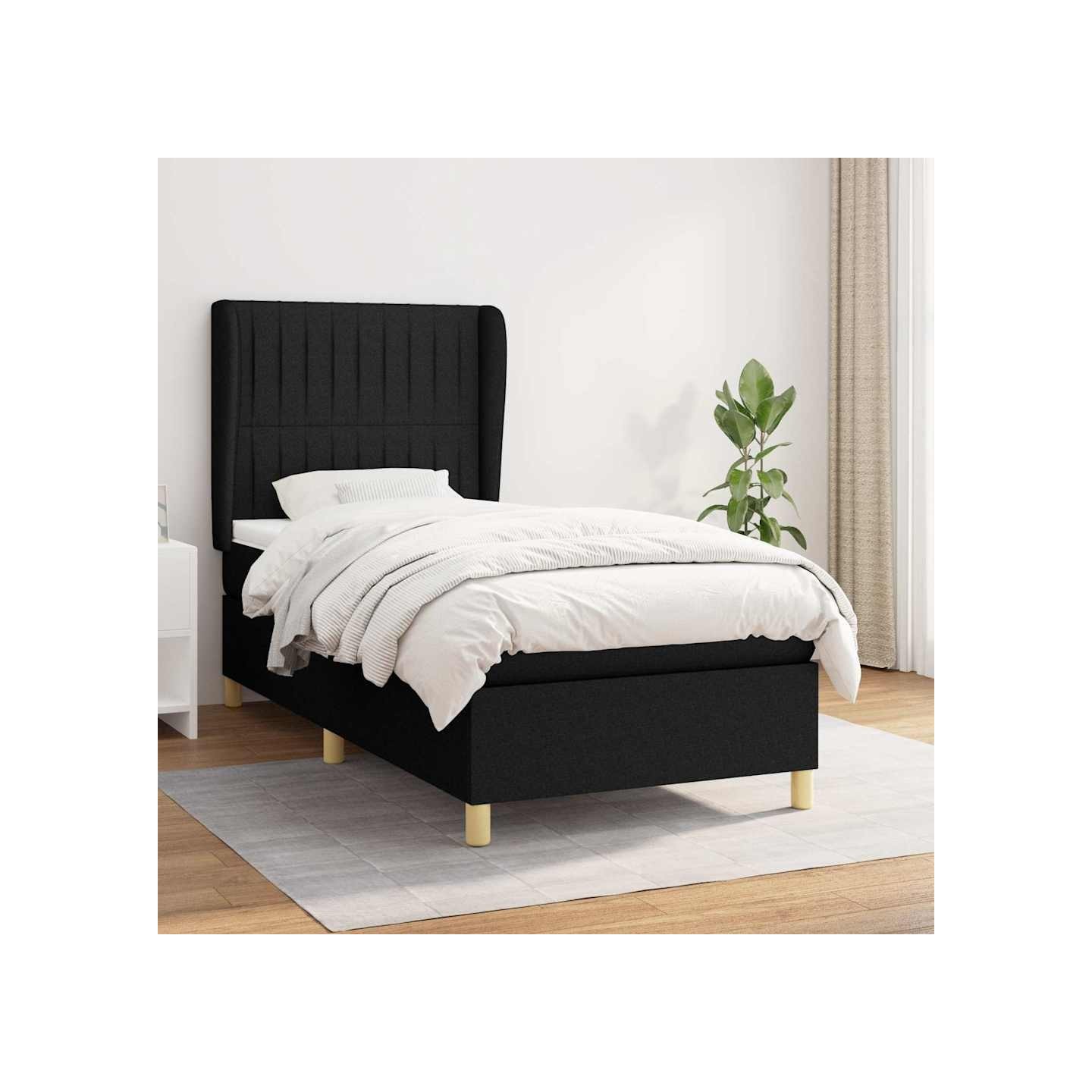 Sommier à lattes de lit et matelas Noir 80x200 cm Tissu