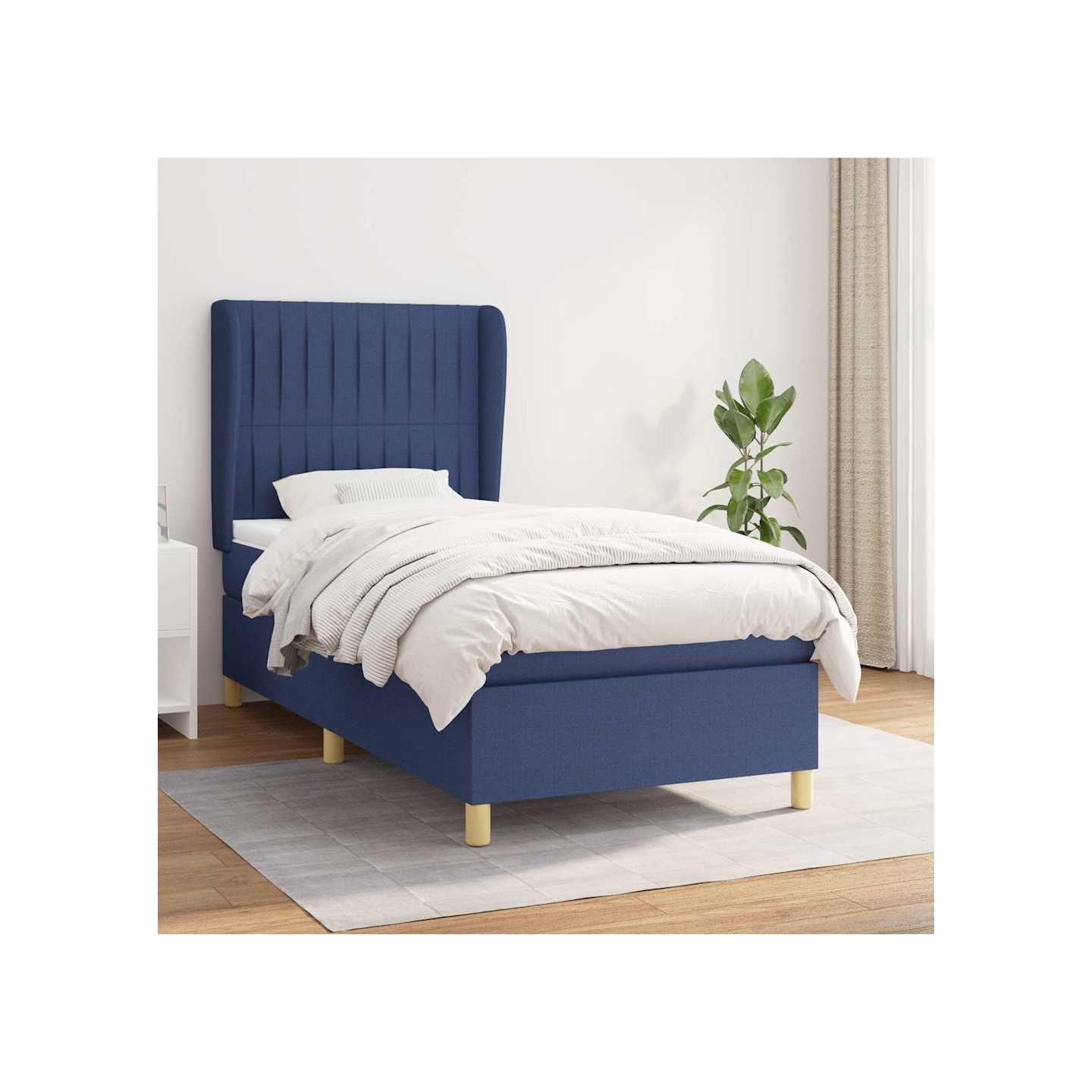 Sommier à lattes de lit avec matelas Bleu 90x190 cm Tissu