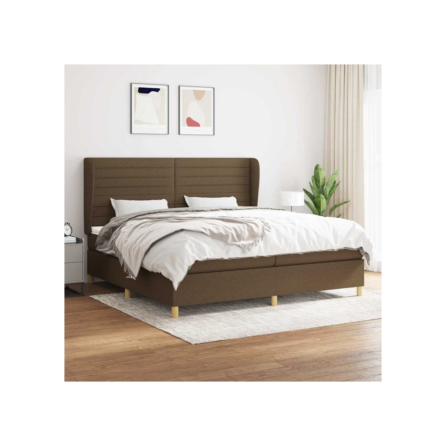 Sommier à lattes de lit avec matelas Marron foncé 200x200 cm