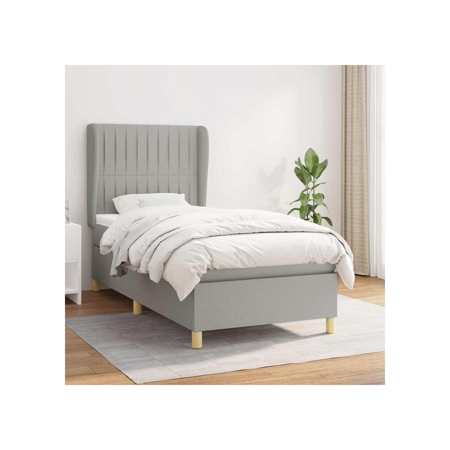 Sommier à lattes de lit avec matelas Gris clair 100x200cm Tissu