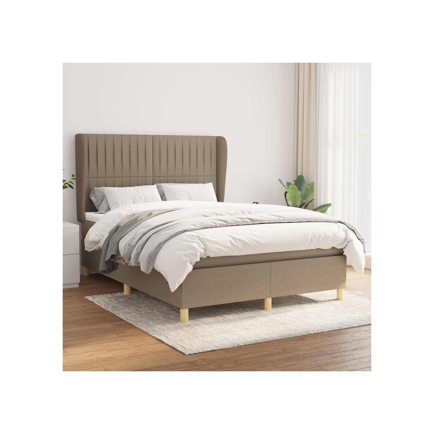 Sommier à lattes de lit avec matelas Taupe 140x200 cm Tissu