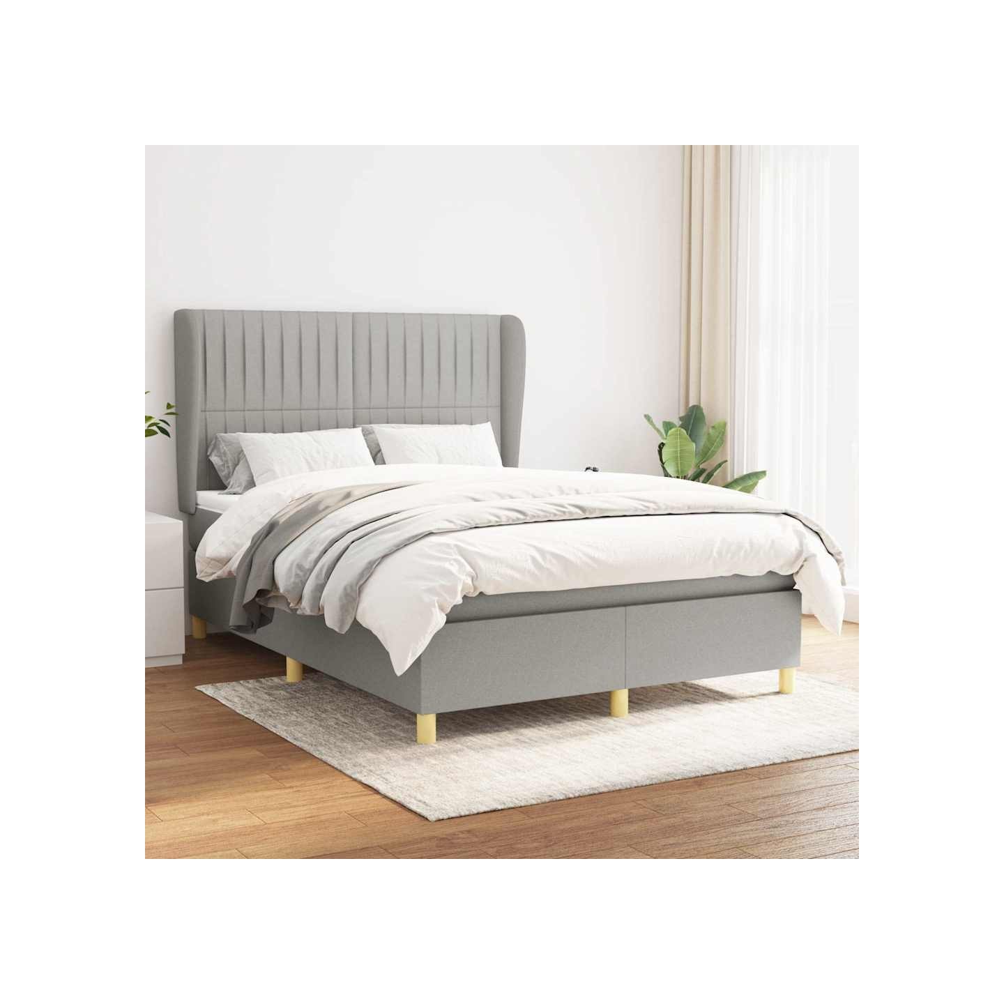 Sommier à lattes de lit avec matelas Gris clair 140x190cm Tissu