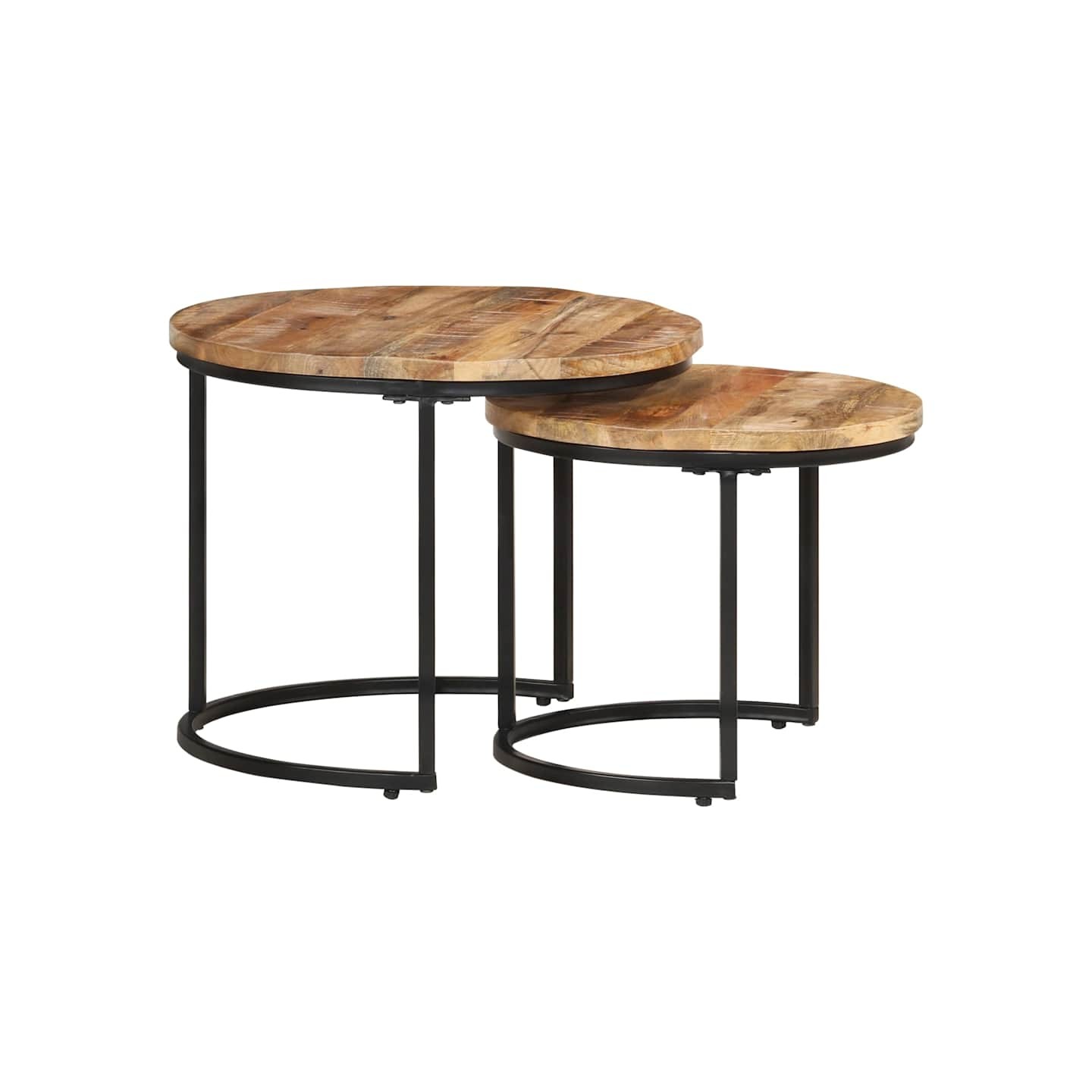 Tables gigognes 2 pcs Bois de manguier brut