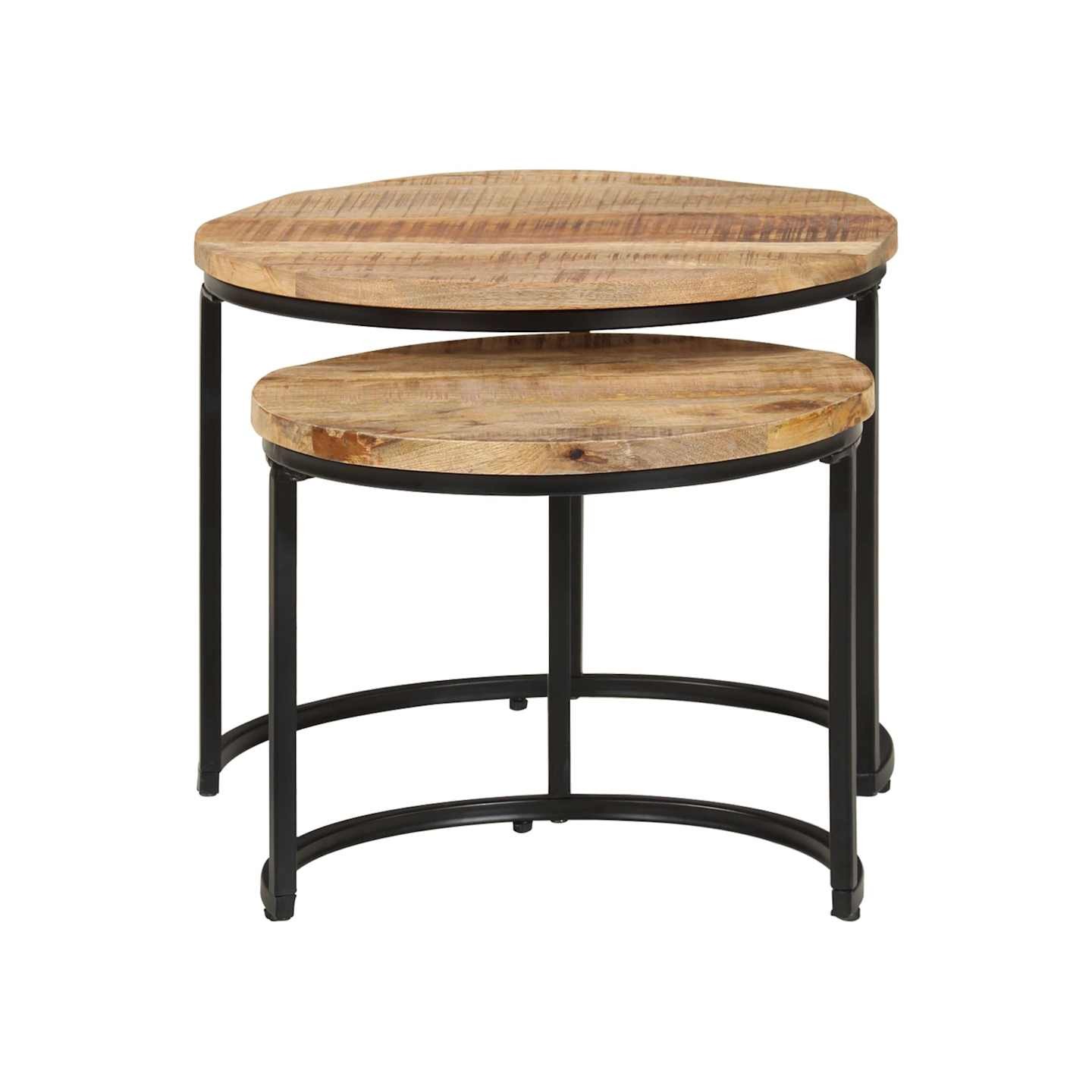 Tables gigognes 2 pcs Bois de manguier brut