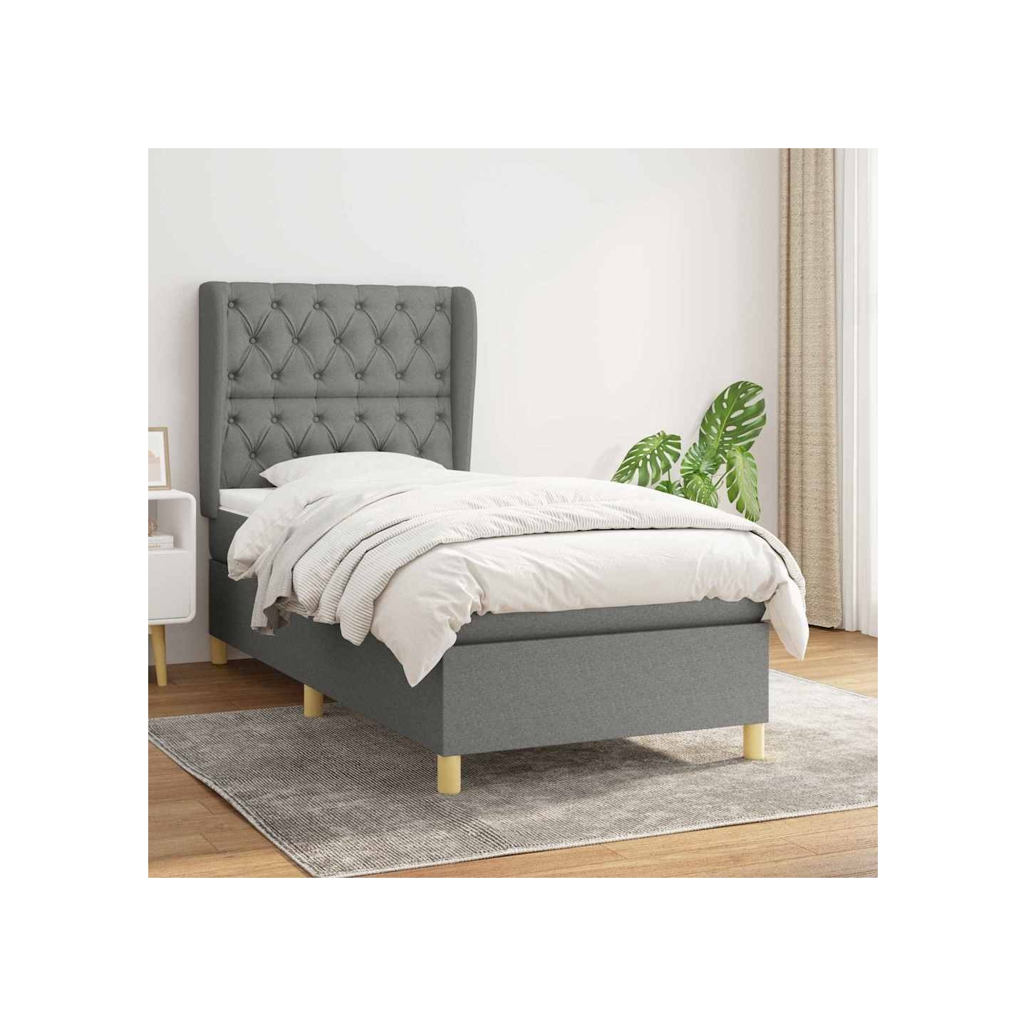 Sommier à lattes de lit avec matelas Gris foncé 80x200 cm Tissu