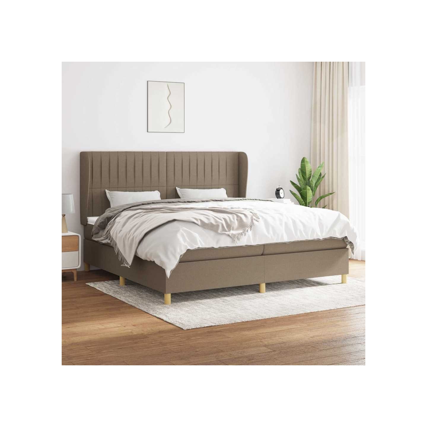 Sommier à lattes de lit avec matelas Taupe 200x200 cm Tissu