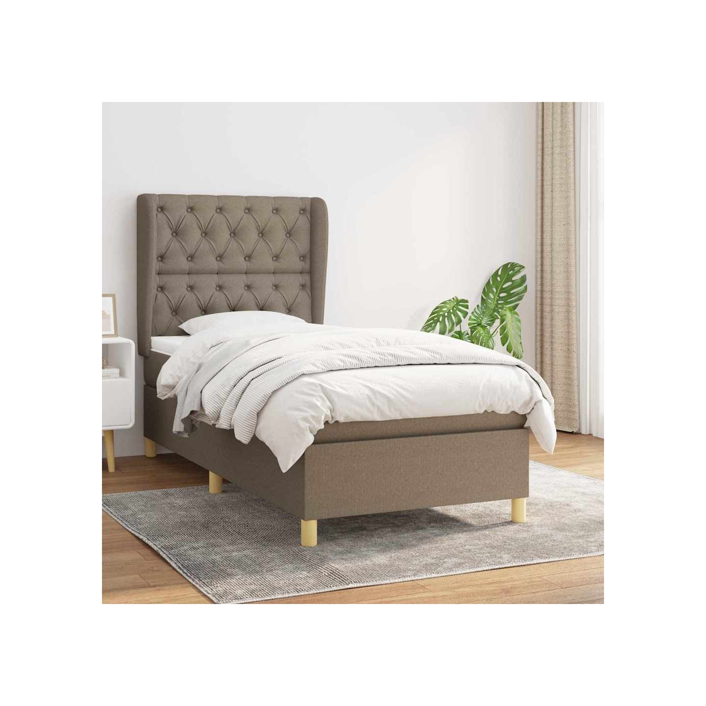 Sommier à lattes de lit avec matelas Taupe 80x200 cm Tissu