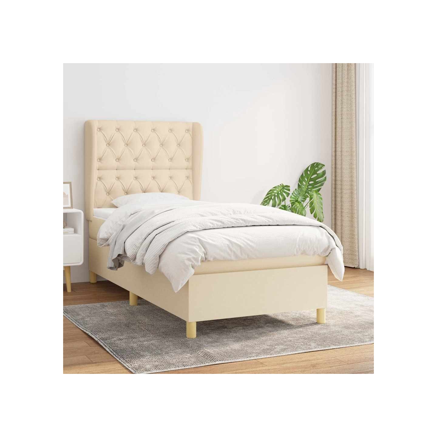 Sommier à lattes de lit avec matelas Crème 80x200 cm Tissu
