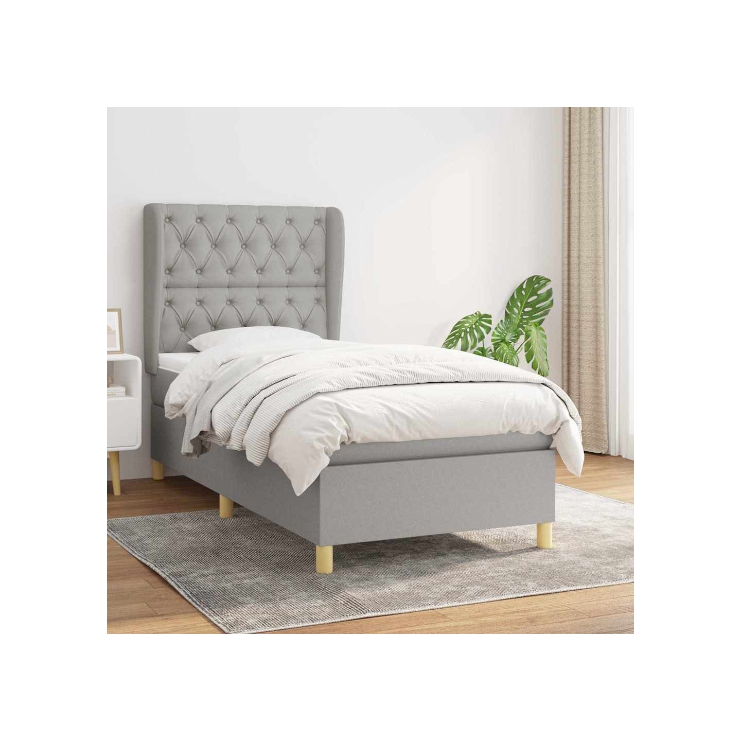 Sommier à lattes de lit avec matelas Gris clair 80x200 cm Tissu