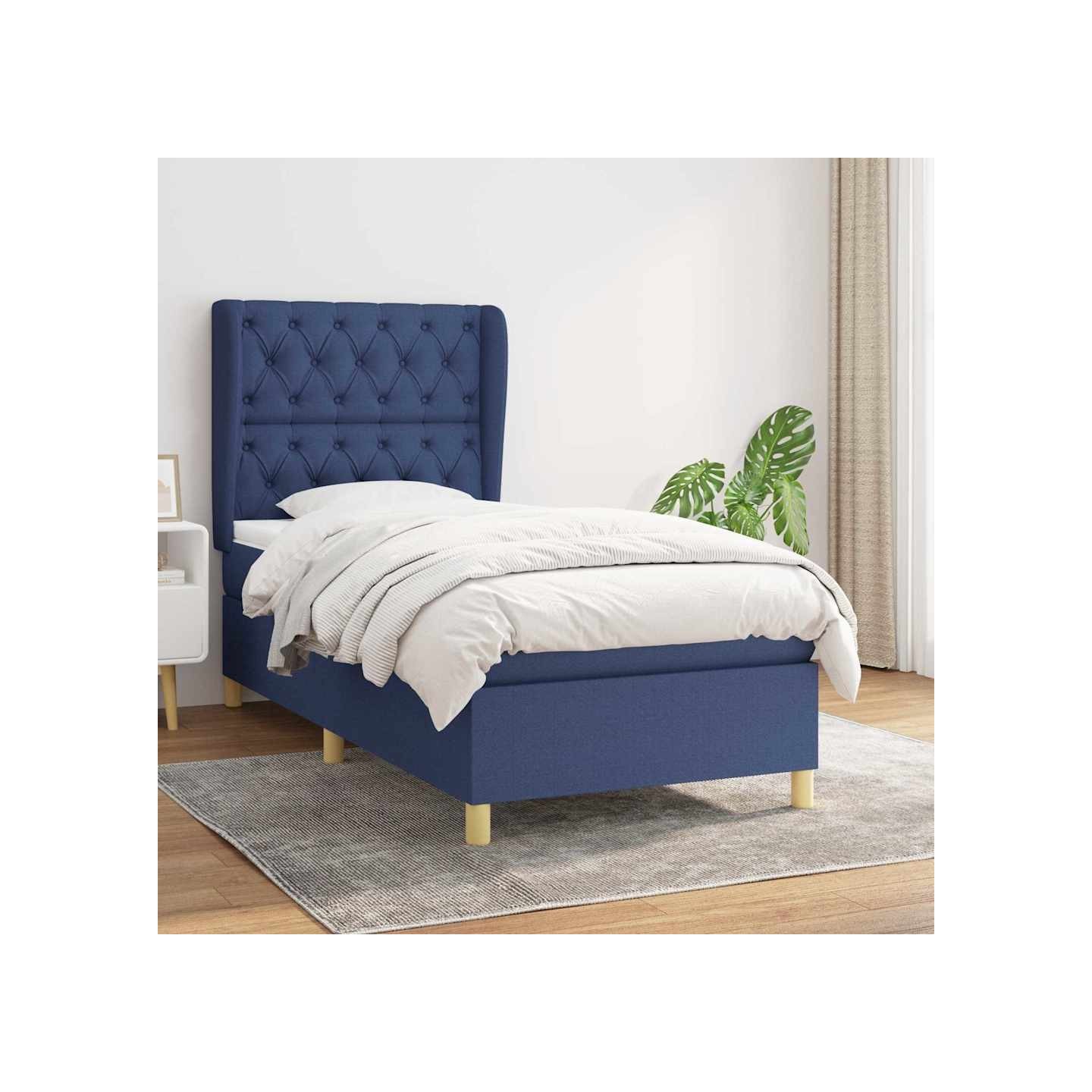 Sommier à lattes de lit avec matelas Bleu 80x200 cm Tissu