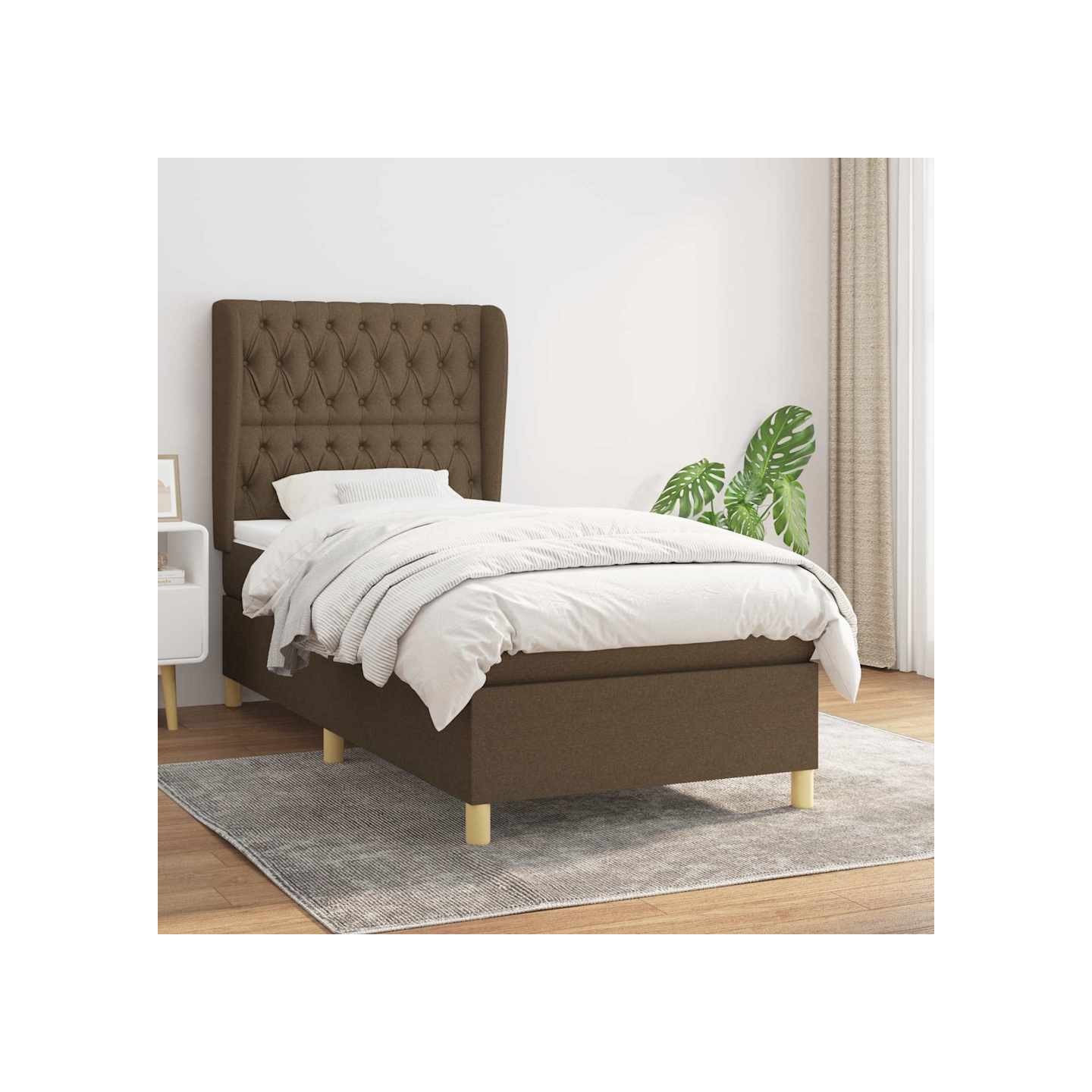 Sommier à lattes de lit avec matelas Marron foncé 100x200 cm