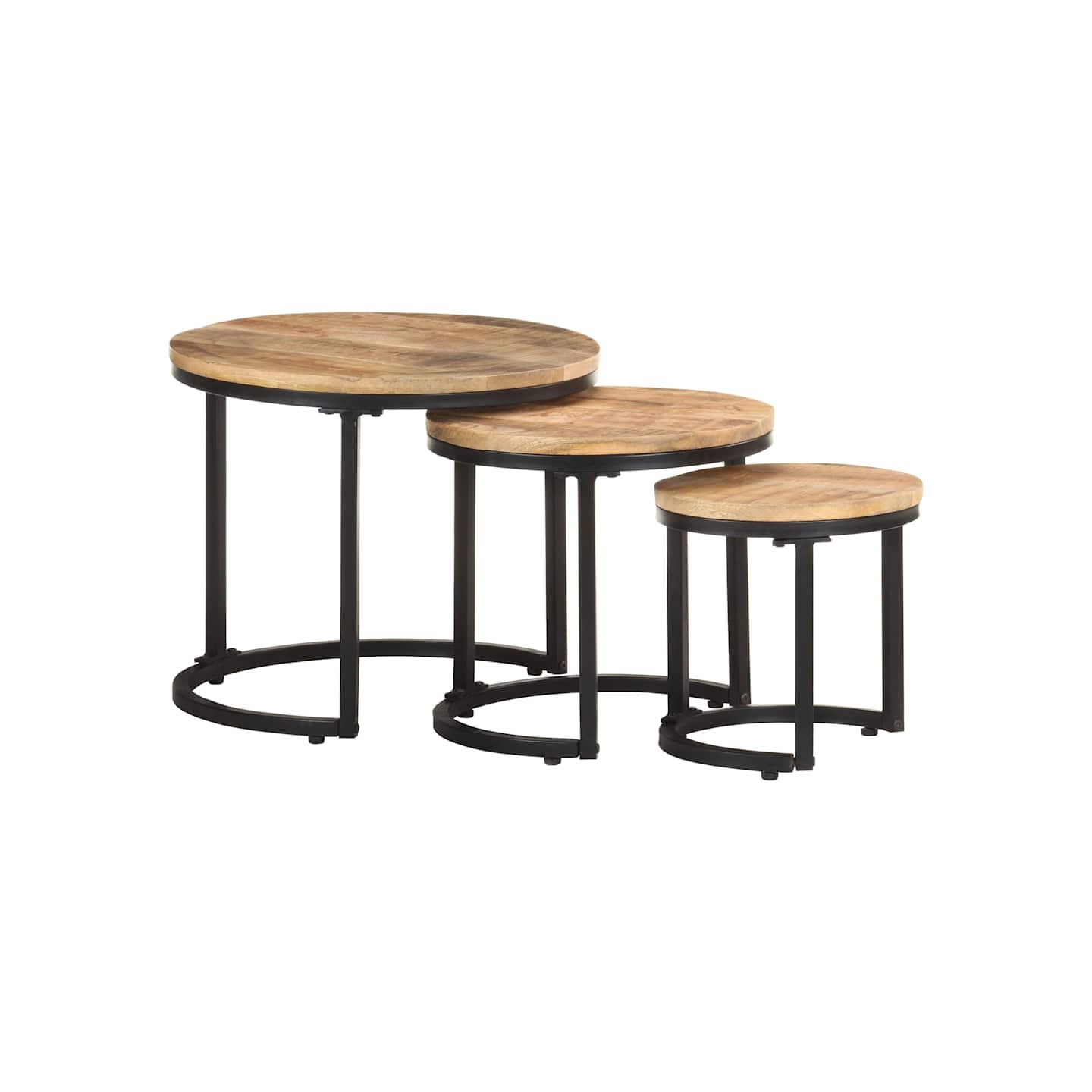 Tables d'appoint 3 pcs Bois de manguier brut