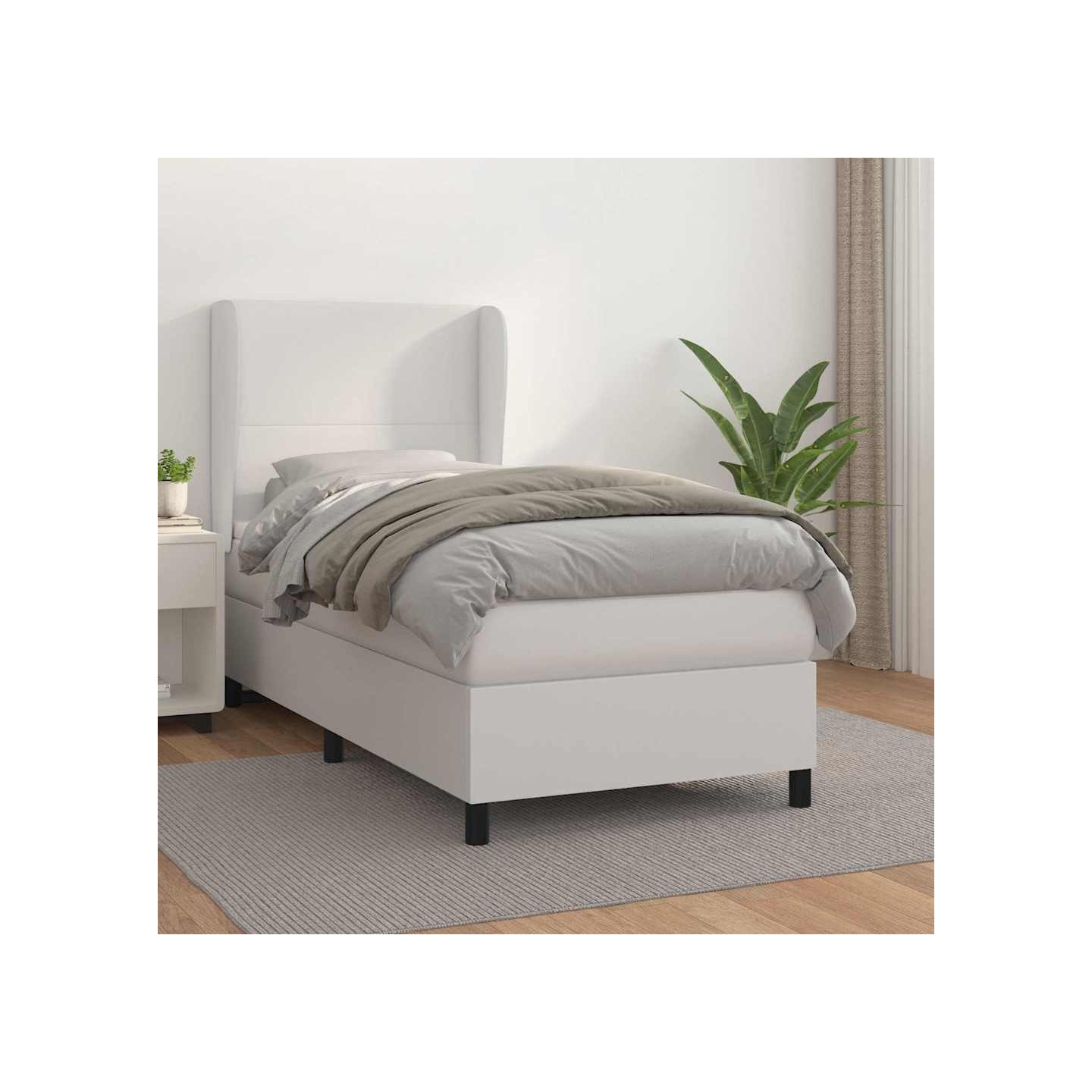 Sommier à lattes de lit avec matelas Blanc 90x190 cm Similicuir
