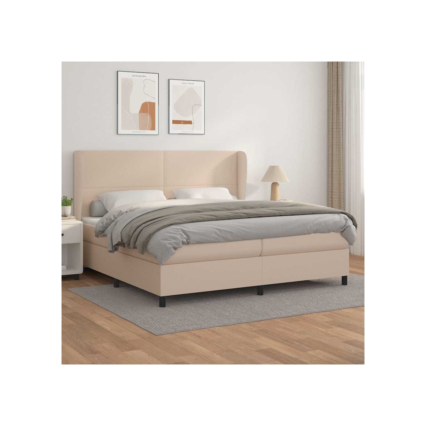 Sommier à lattes de lit avec matelas Cappuccino 200x200 cm
