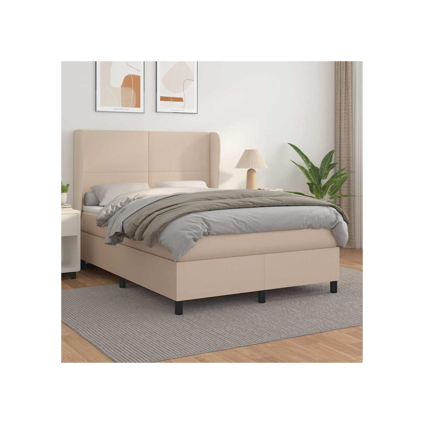 Sommier à lattes de lit avec matelas Cappuccino 140x190 cm