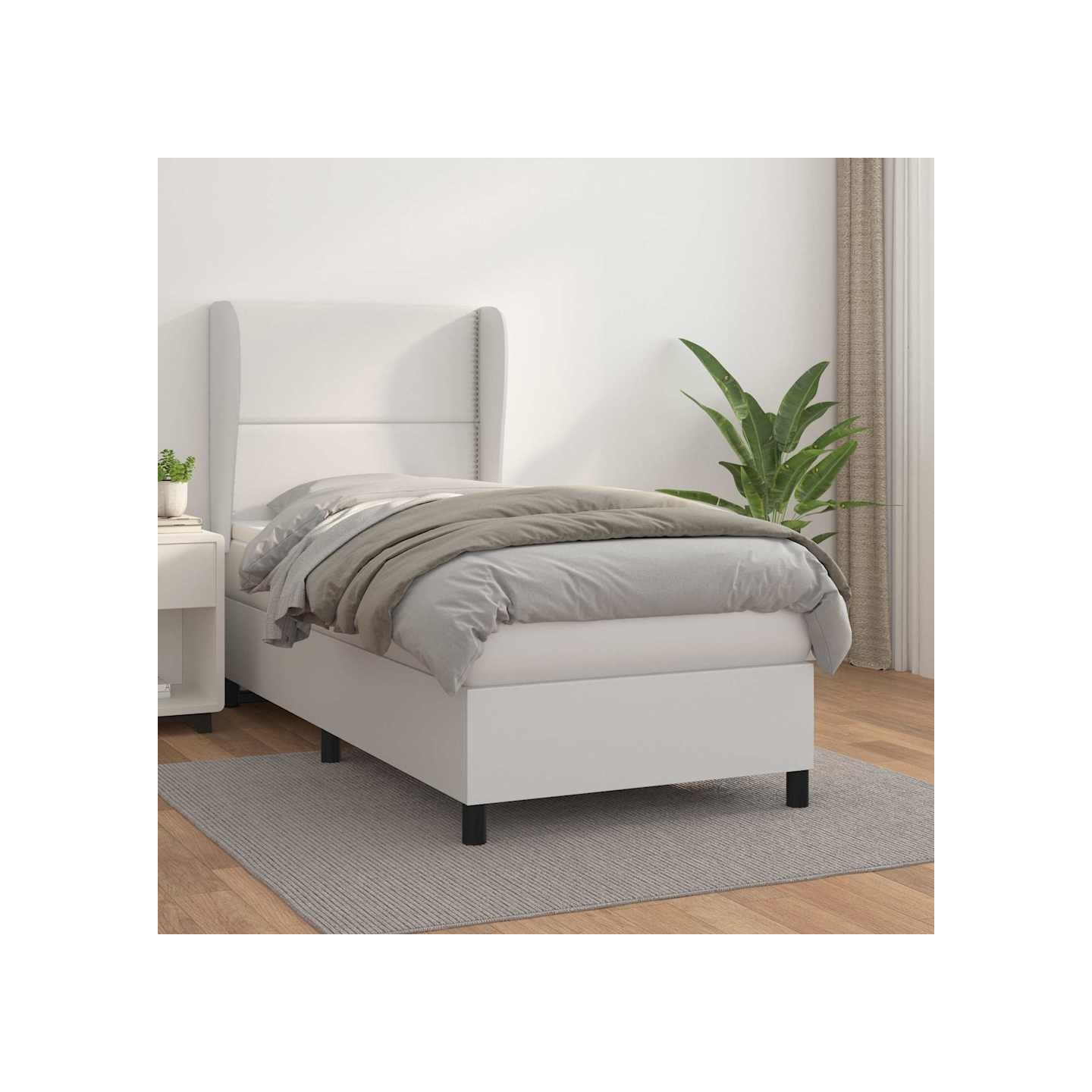 Sommier à lattes de lit avec matelas Blanc 100x200cm Similicuir