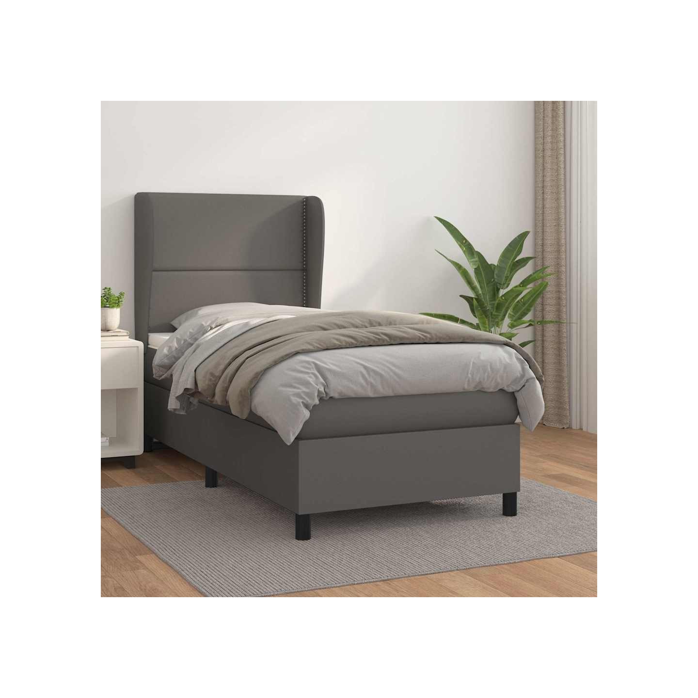 Sommier à lattes de lit avec matelas Gris 100x200 cm Similicuir