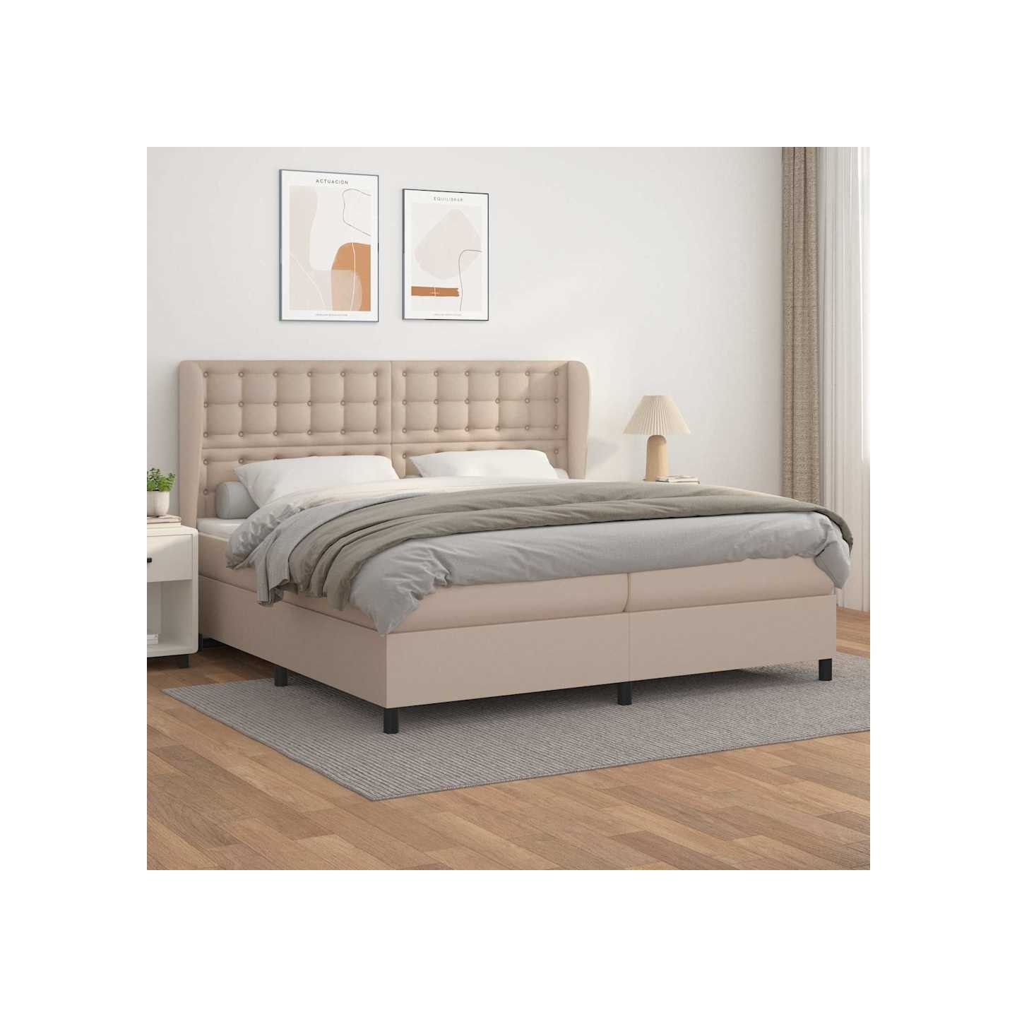 Sommier à lattes de lit avec matelas Cappuccino 200x200 cm
