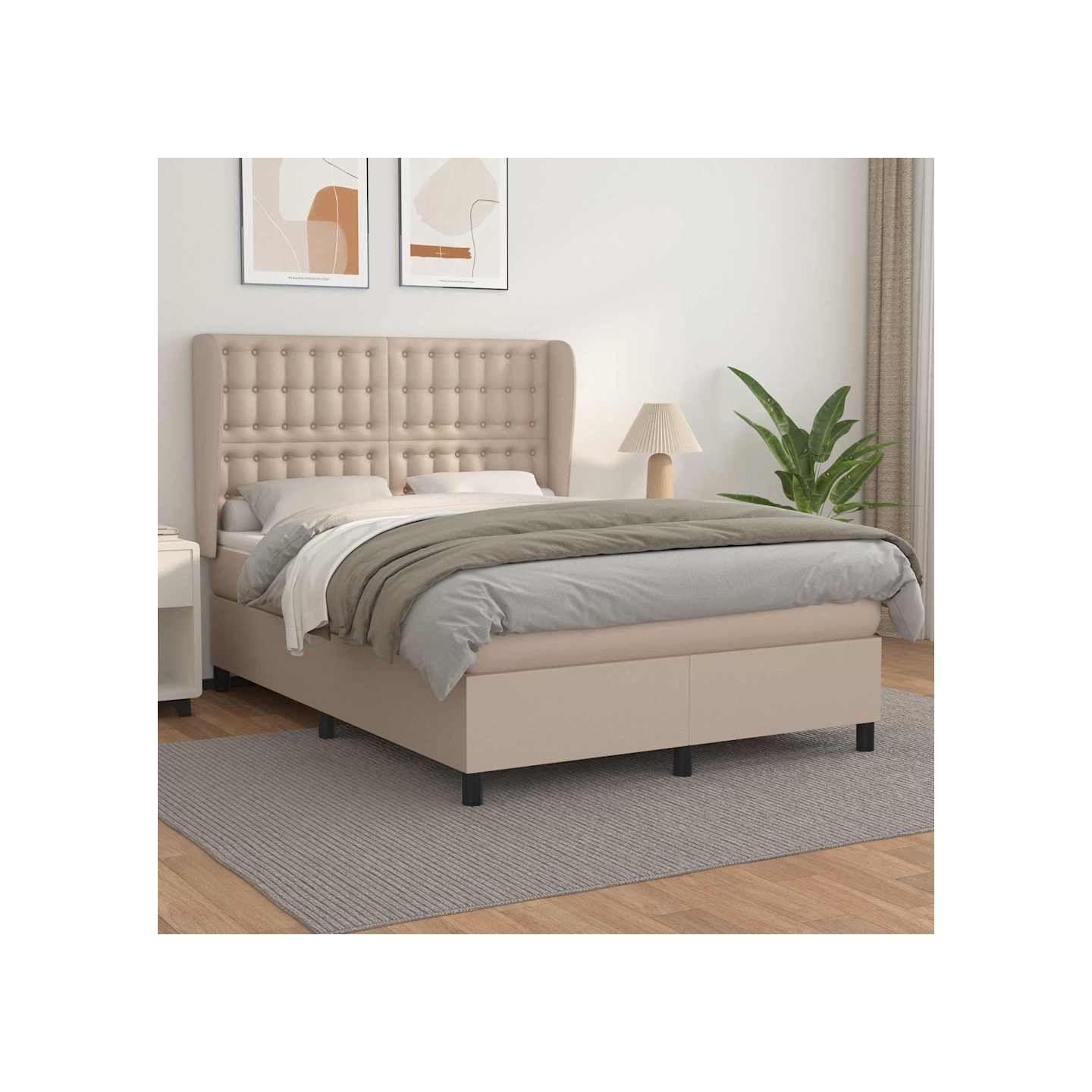 Sommier à lattes de lit avec matelas Cappuccino 140x200 cm
