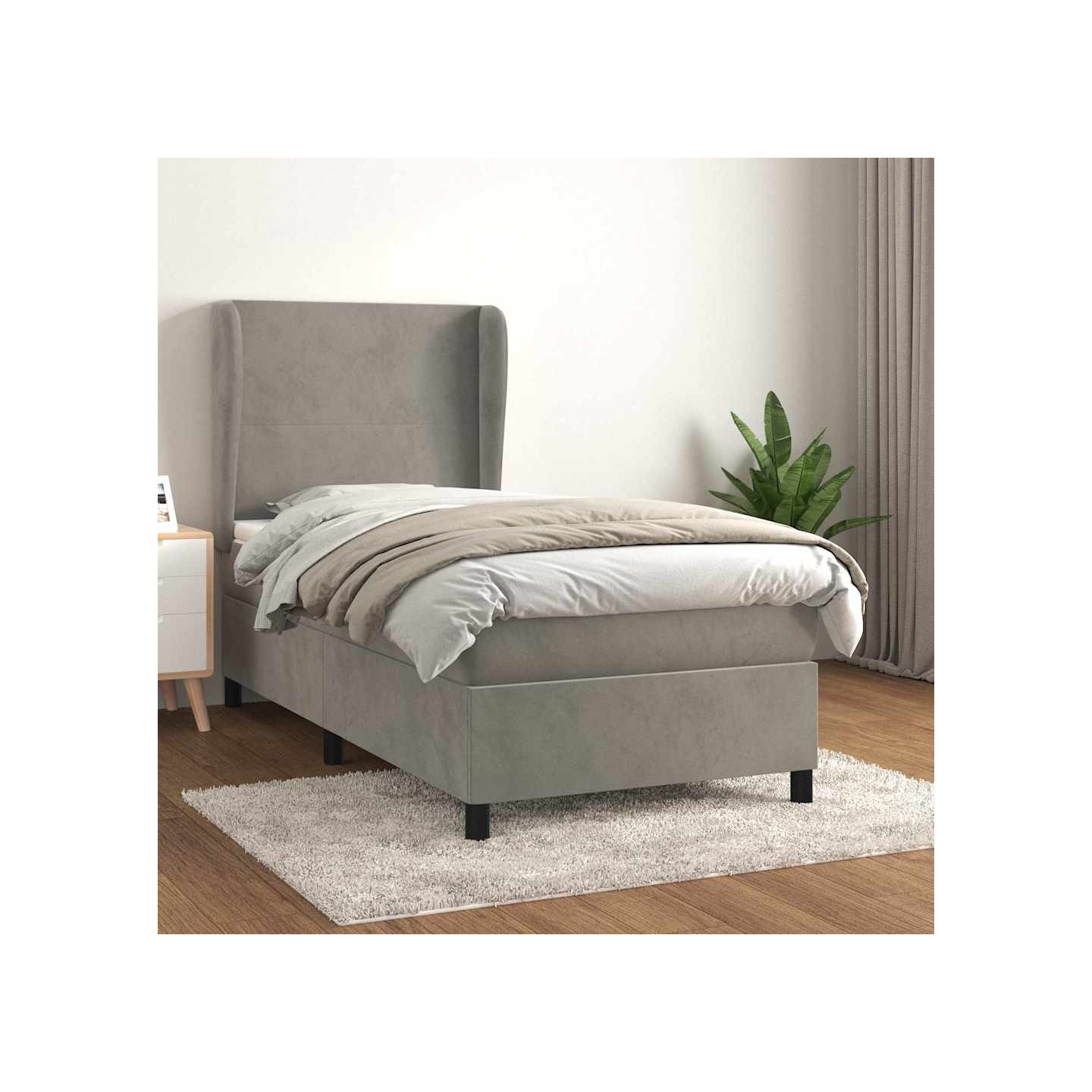 Sommier à lattes de lit et matelas Gris clair 80x200 cm Velours