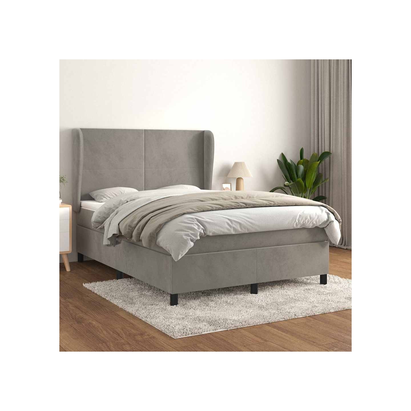 Sommier à lattes de lit et matelas Gris clair 140x200cm Velours